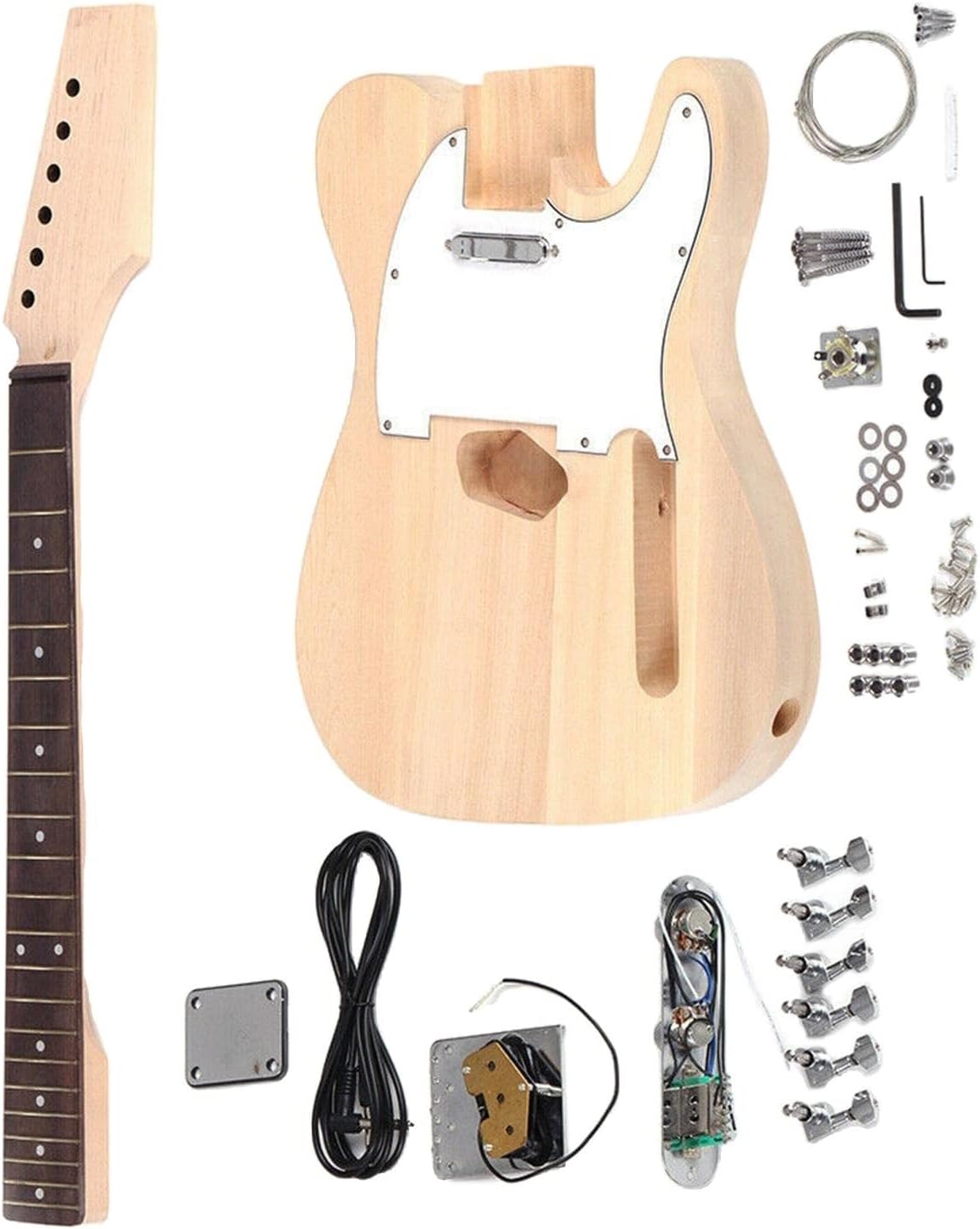 DIY Electric Guitar Kit Basswood Body Rosewood Fingerboard for Guitar Musical Instrument Lover Unfinished Guitar Set