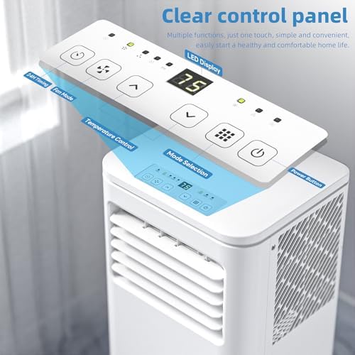 3-in-1 Portable Air Conditioners，8000BTU Portable AC Units Cools 350 Sq.Ft. with 24H Timer Remote Control，Easy Install Kit for Bedroom, Office, Dorm
