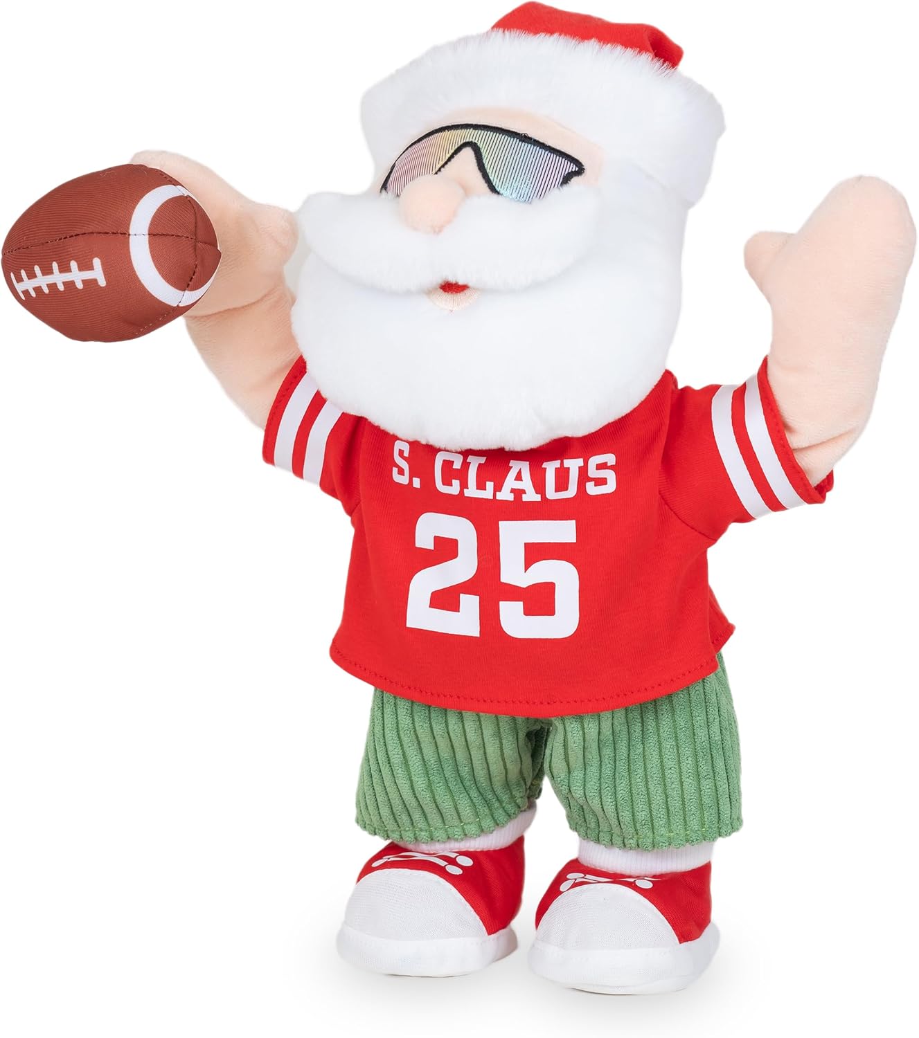 Cuddle Barn - Gameday Santa | Animated Christmas Fun Sports Singing Dancing Santa Claus Plush Toy, 13 inches, Red