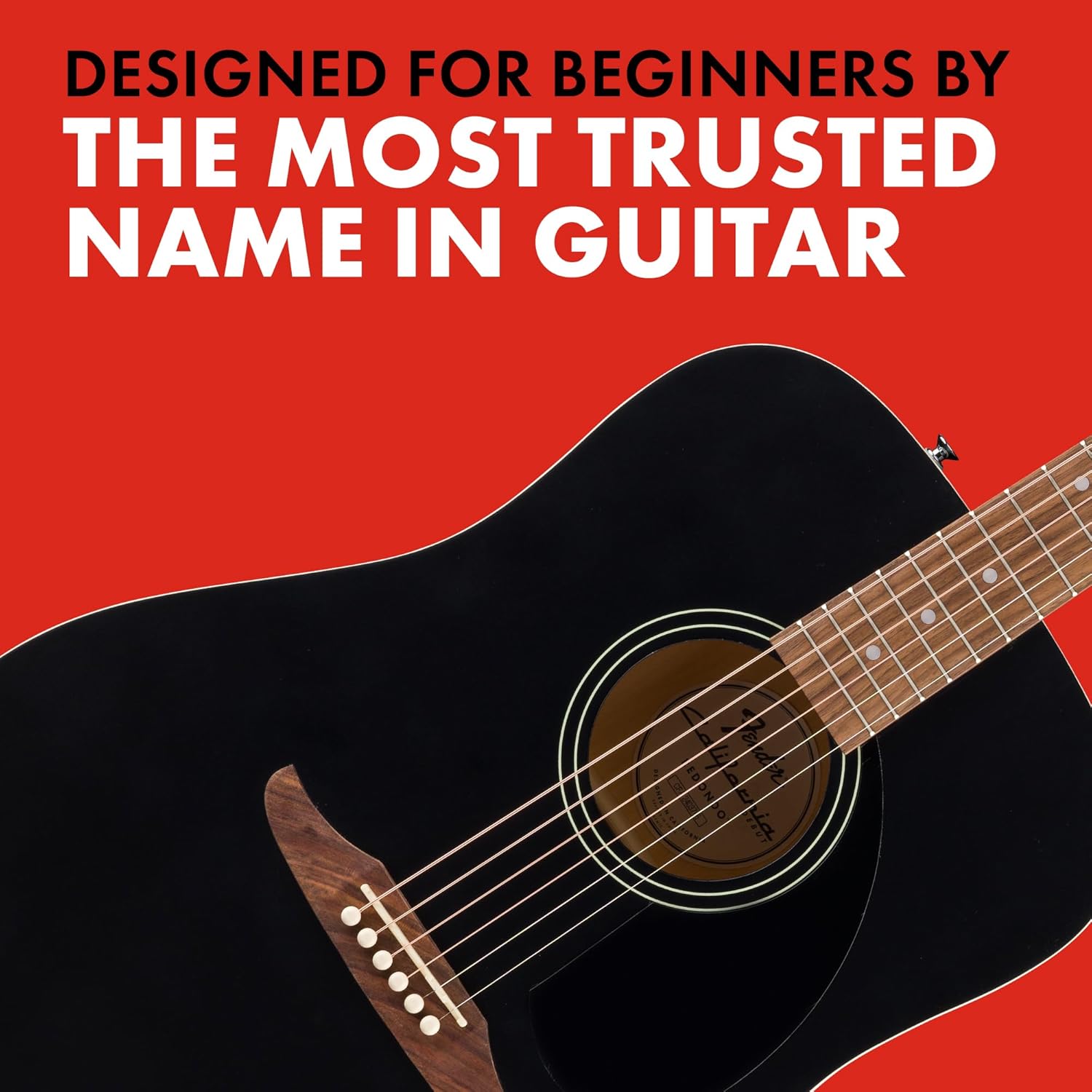Fender California Debut Redondo Series Acoustic Guitar, Beginner Guitar, 2-Year Warranty, Black