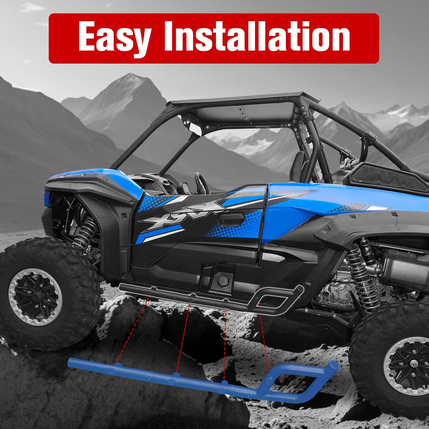 Nerf Bars Rock Sliders for Kawasaki Teryx KRX 1000, Combined Side Bumper Brush Guard Side Steps Nerf Bars Tree Kickers for Kawasaki Teryx KRX 1000 2020-2025 Accessories (2 Seats)