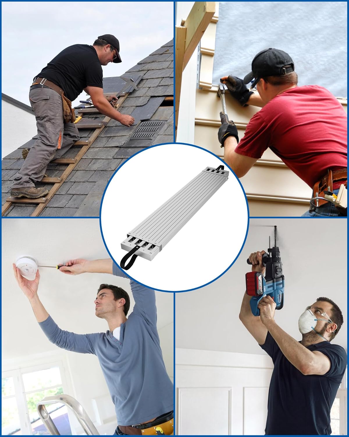 9-15 ft Telescoping Plank, Aluminum Work Plank, 440 LBS Capacity, Aluminum Scaffolding Plank with Skid-Proof Platform Scaffold Ladder Accessory