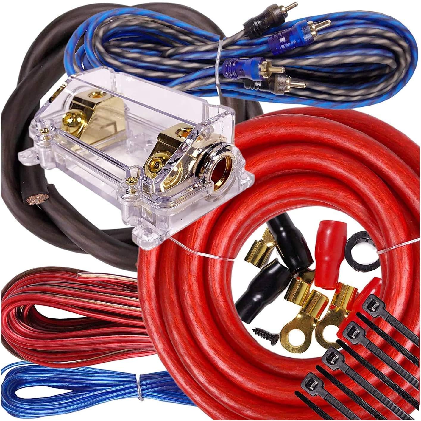 Gravity GR-50PX Car Audio Mobile Battery Stiffening Portable Power 50.0 Farad Capacitor and Completed 5000 Watts Amplifier Installation Wiring kit 0 Gauge BGC0XLR Red