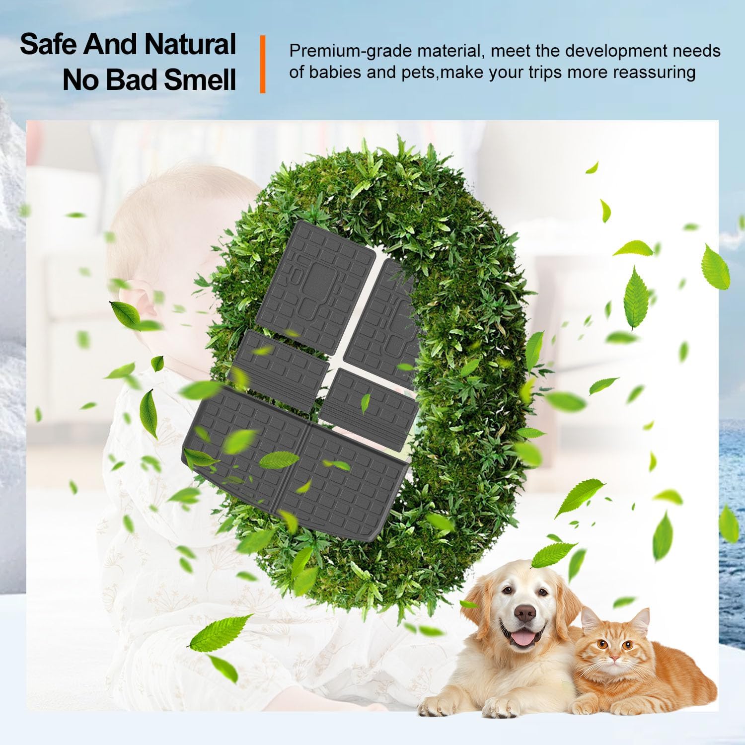 powoq Cargo Mat Compatible with 2021-2025 Jeep Grand Cherokee L Overland Trunk Mat Backrest Trunk Liner TPE Cargo Liner Replacement for 2021-2025 Jeep Grand Cherokee L Accessories