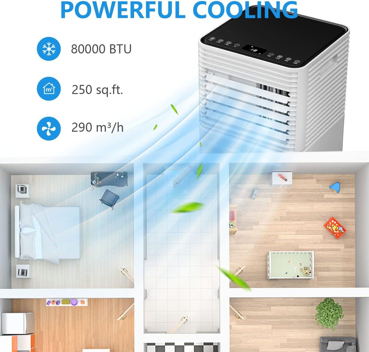 ARLIME 8000 BTU Portable Air Conditioners, 3-in-1 AC Cools up to 250 sq. ft. Freestanding Air conditioner unit w/Fan & Dehumidifier, Remote Control, Window Mount Kits for Home Office