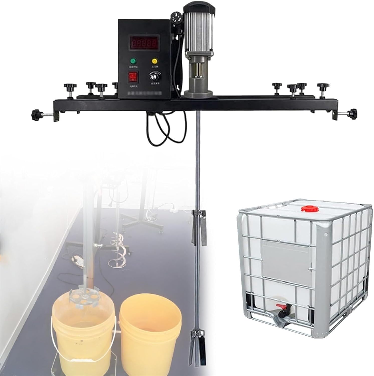Electric IBC Bucket Mixer, Electric Tank Mixer Machine, 980W 0-3000 Free Speed Adjustment, Motor Noise is As Low As 45 Decibels, for Ink Dissolver Agitator,Packageb(Packageb)