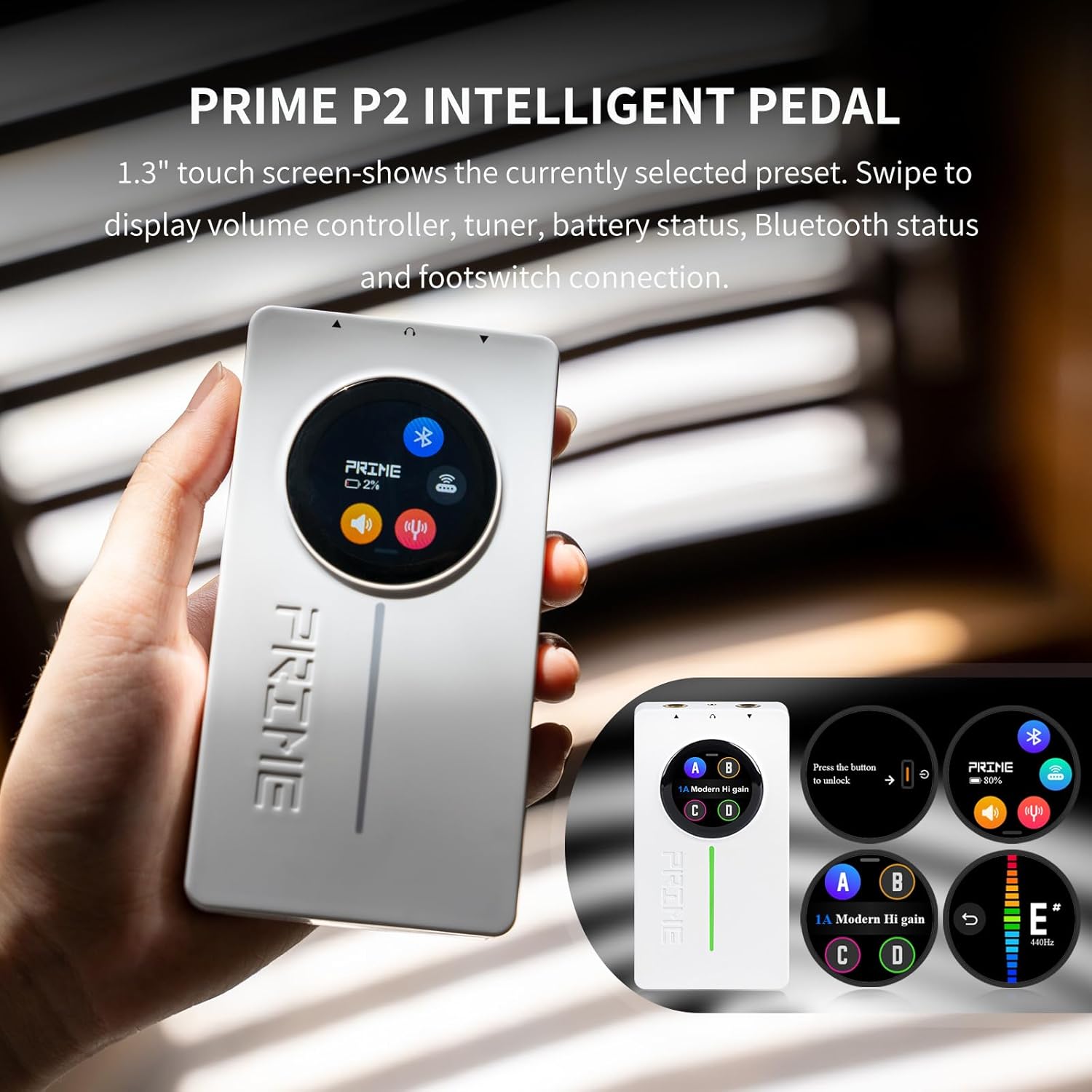 MOOER Prime P2 Intelligent Guitar Multi Effects Pedal Headphone Amp Pedal with F4 Wireless Footswitch Controller, App Editor, Clouds Share