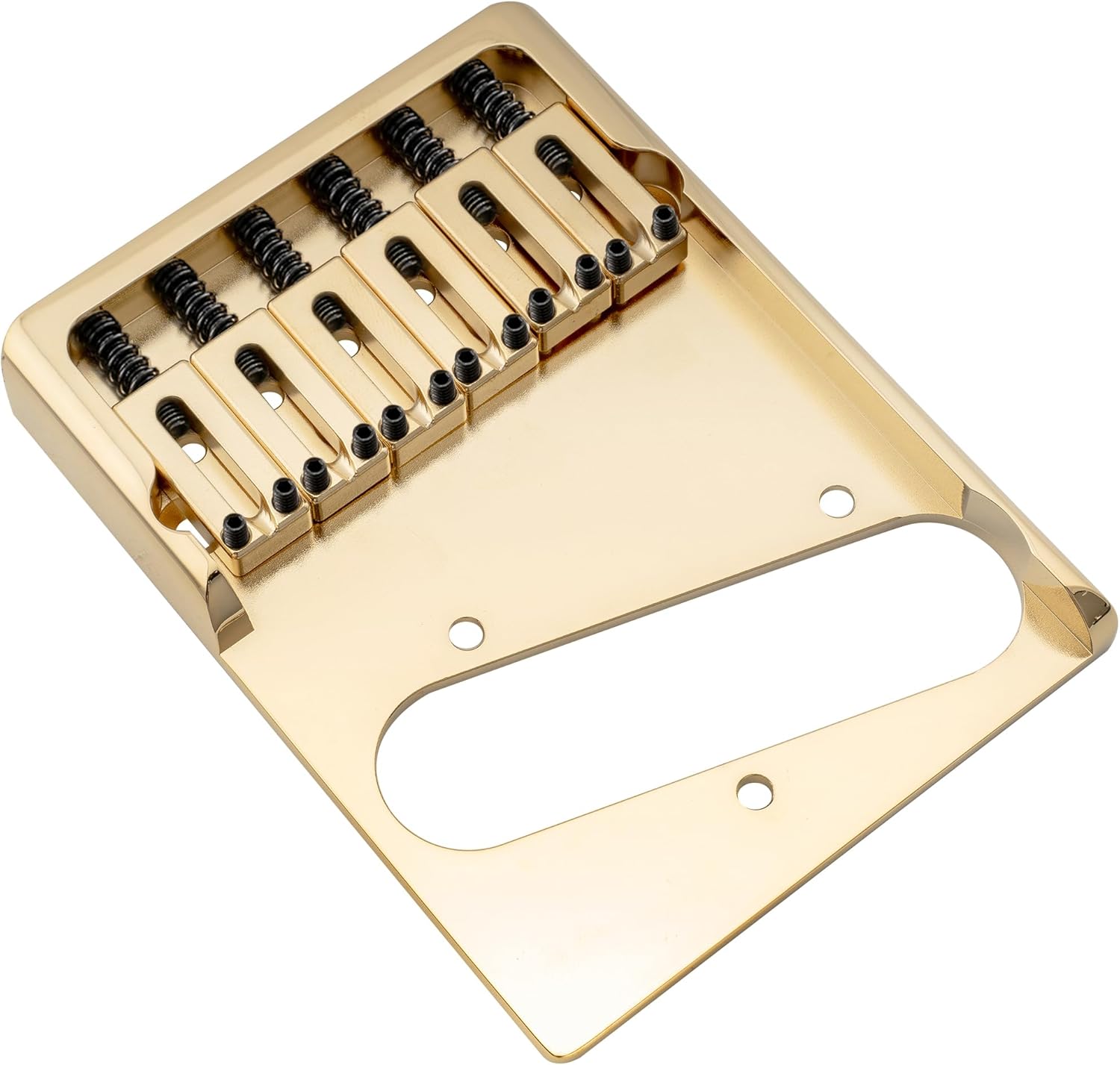 Musiclily Ultra 2-1/8 inch Brass Heavy Duty Asymmetric Telecaster Bridge for Tele Style Electric Guitar, Gold