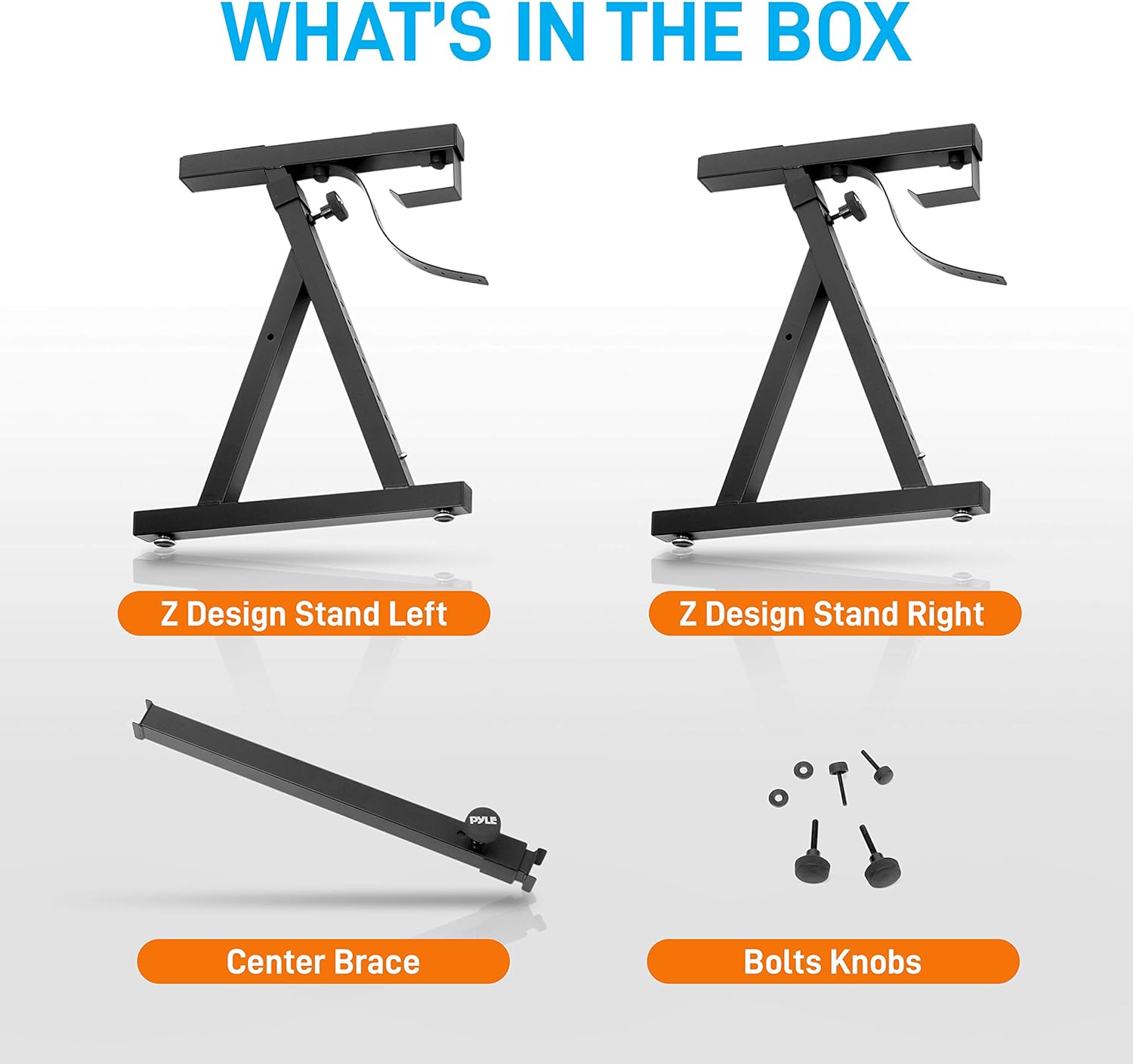 Pyle Heavy Duty Folding Keyboard Sturdy Reinforced Z Design w/Adjustable Width & Height, Foam Padded Arms, Digital Piano Stand, Fits 54-88 Key Electric Pianos & Used for Travel & Storage (PKST38.7)