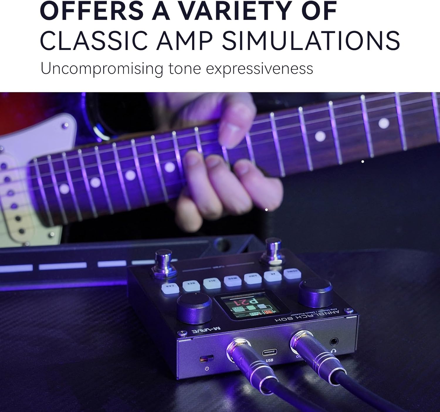 M-VAVE ANN Blackbox Guitar Pedal 80 Editable Presets Reverb Delay Boost Black Box with 6 Effect Modules AMP CAB BT Audio With APP Create Paremeters