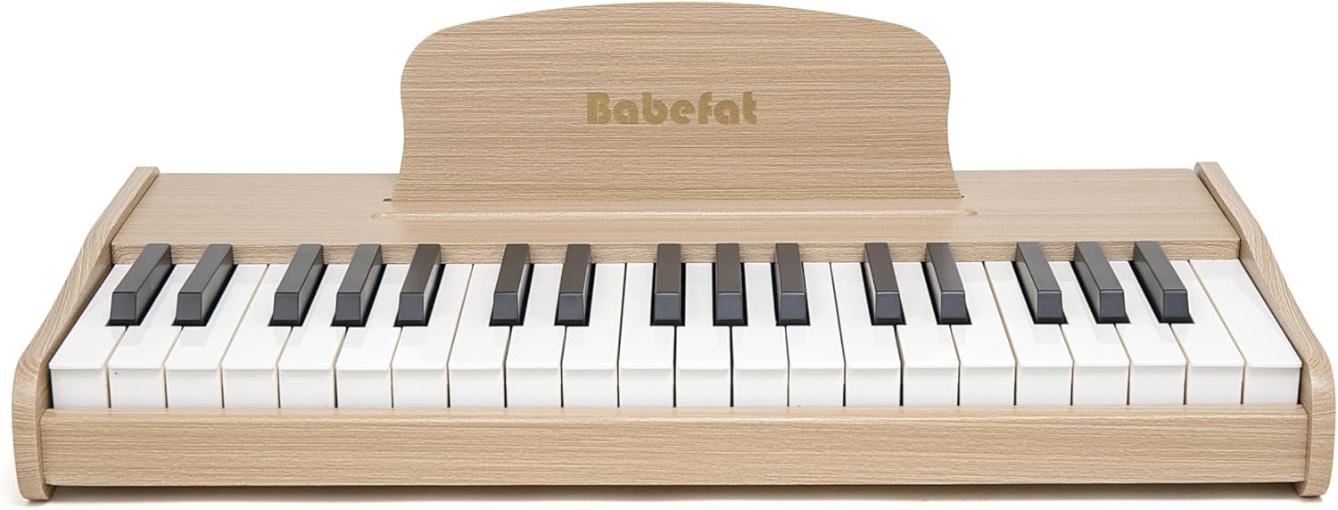 Kids Piano Keyboard 37 Keys Digital Piano for Kids Mini Musical Instruments Wooden Pianos Toy for 4+ Years Old Girls and Boys Birthday Gift Walnut (Oka)