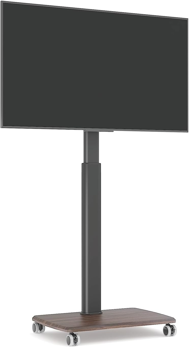 Black Rolling TV Stand for 32 to 55 65 75 85 Inch TVs, Corner TV Floor Stand with Mount, Universal Portable Mobile TV Cart on Wheels, Small TV Stand for Bedroom, Living Room, Conference Room