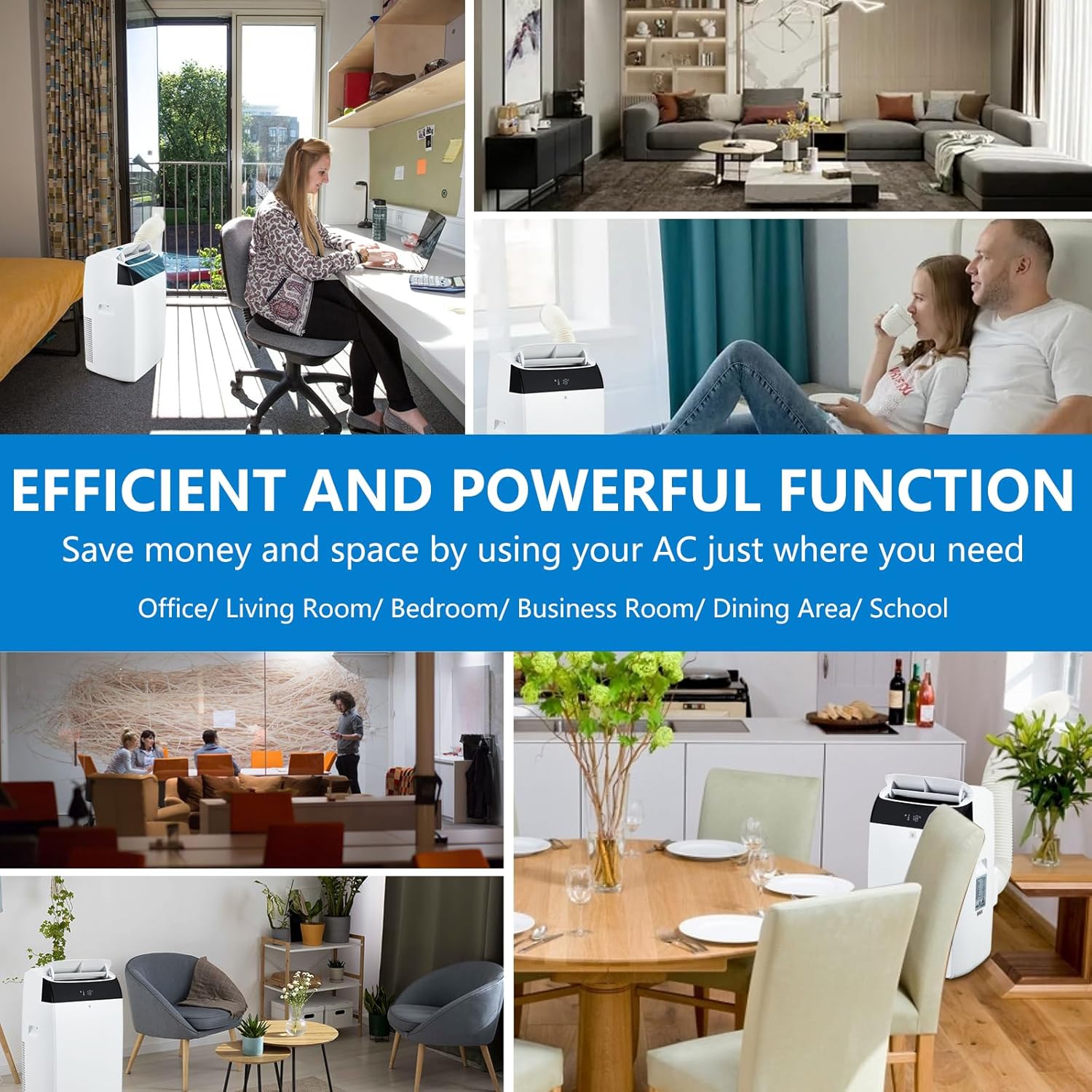 14000 BTU Portable Air Conditioner - Cools 750 Sq Ft, Cooling/Fan/Dehumidifier/Smart Control with Remote & Sleep Mode, White Energy-Saving AC Unit