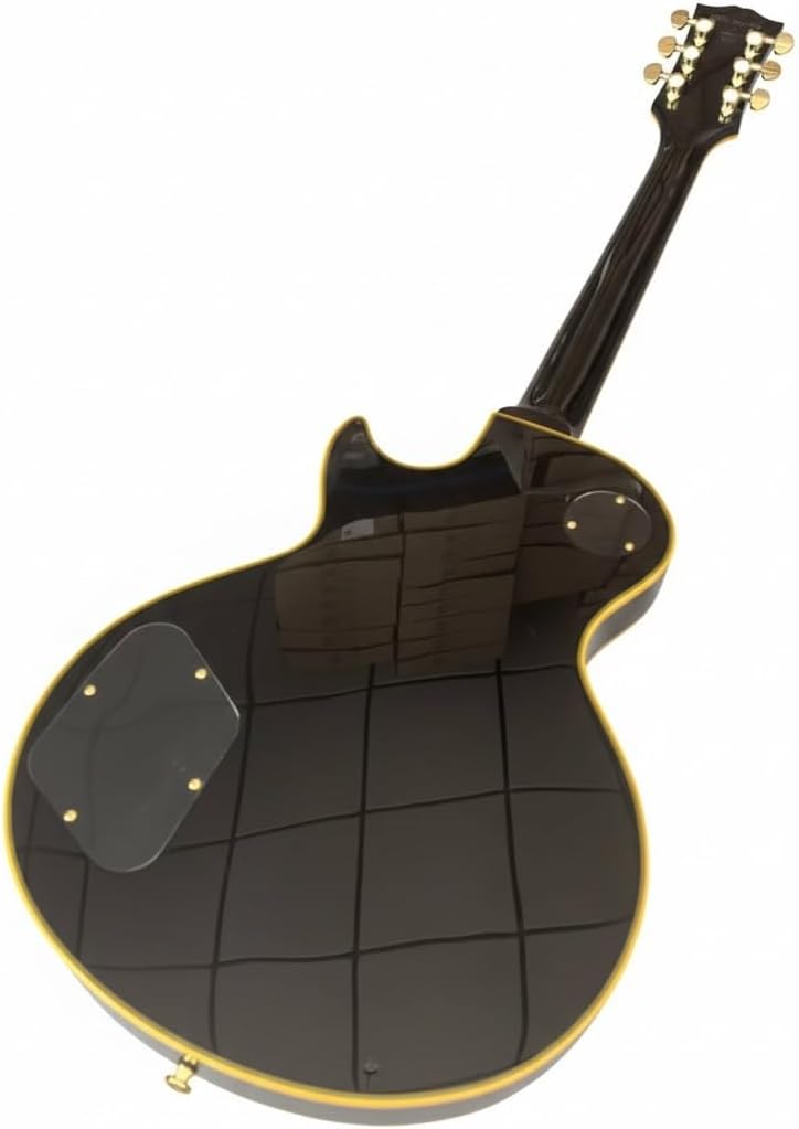 Electric Guitar Gloss Black Fixed Bridge - Solid Mahogany Body & Neck Dual Humbucker Pickups Gold Hardware