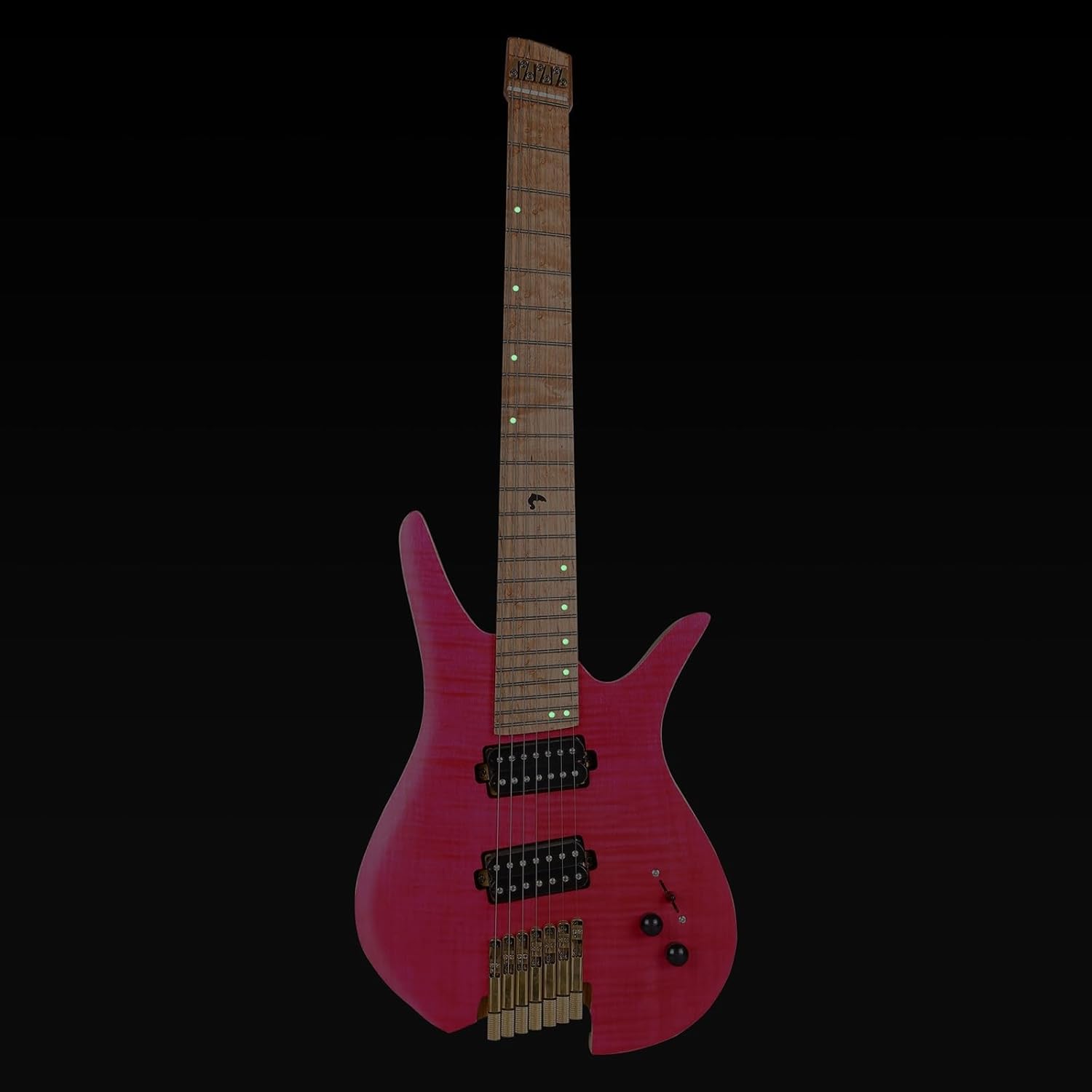 Headless Electric Guitar 7 String Fanned Fret Headless Electric Travel Guitar with 3-Way Converter 1 Volume 1 Tone Control