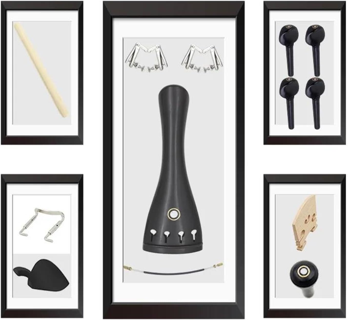 BABYCE violin accessories for beginners 15 Pcs Violin Accessories Per Set 4/4 Ebony Accessory Cable, Chin Rest, Peg And Other Violin Musical Instrument Accessories