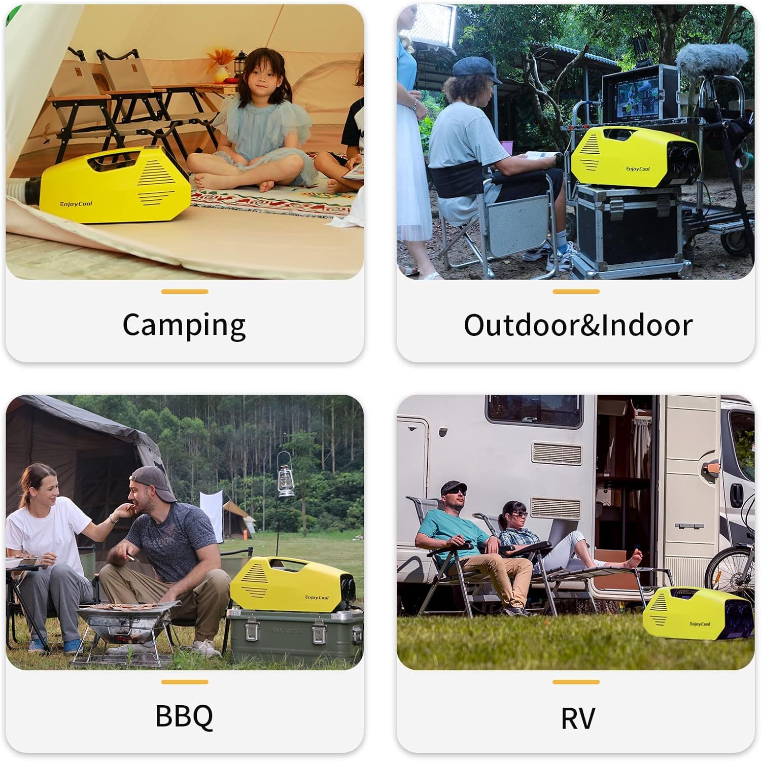 Portable Air Conditioners, 220W Low Power Consumption, 24VDC, Tent Air Conditioner 2380BTU, Fast Cooling AC for Van and RV, Camping Tent, Fishing, Car, Truck, Outdoor, Indoor (Yellow)