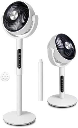 Levoit Standing Fan for Bedroom, CirculAir 120° Oscillating, Quiet 20dB, 9 Speeds, 4 Modes, DC Motor, 2 in 1 Pedestal & Tabletop, 82ft, Remote Control, Sensor, 9H Timer, 908CFM Ultra-High Airflow