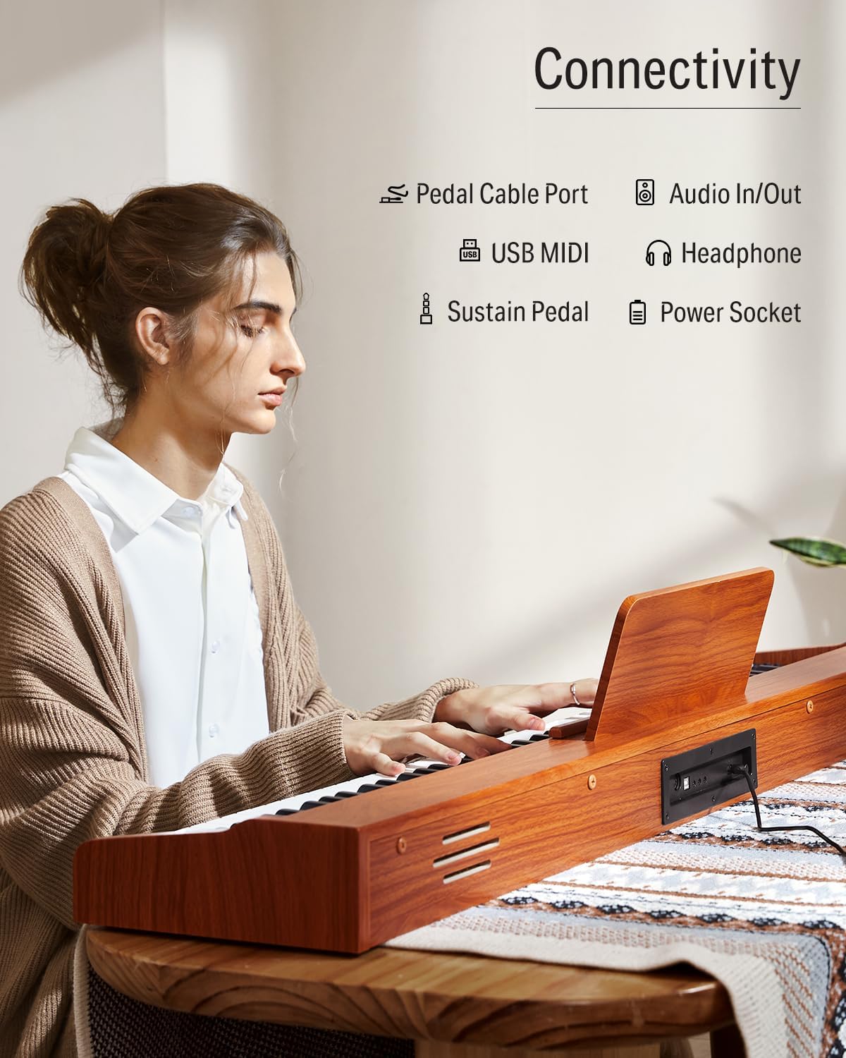 Donner DEP-1S Portable Digital Piano with X-style Piano Stand, Solid Wood Piano Bench, Piano Stickers