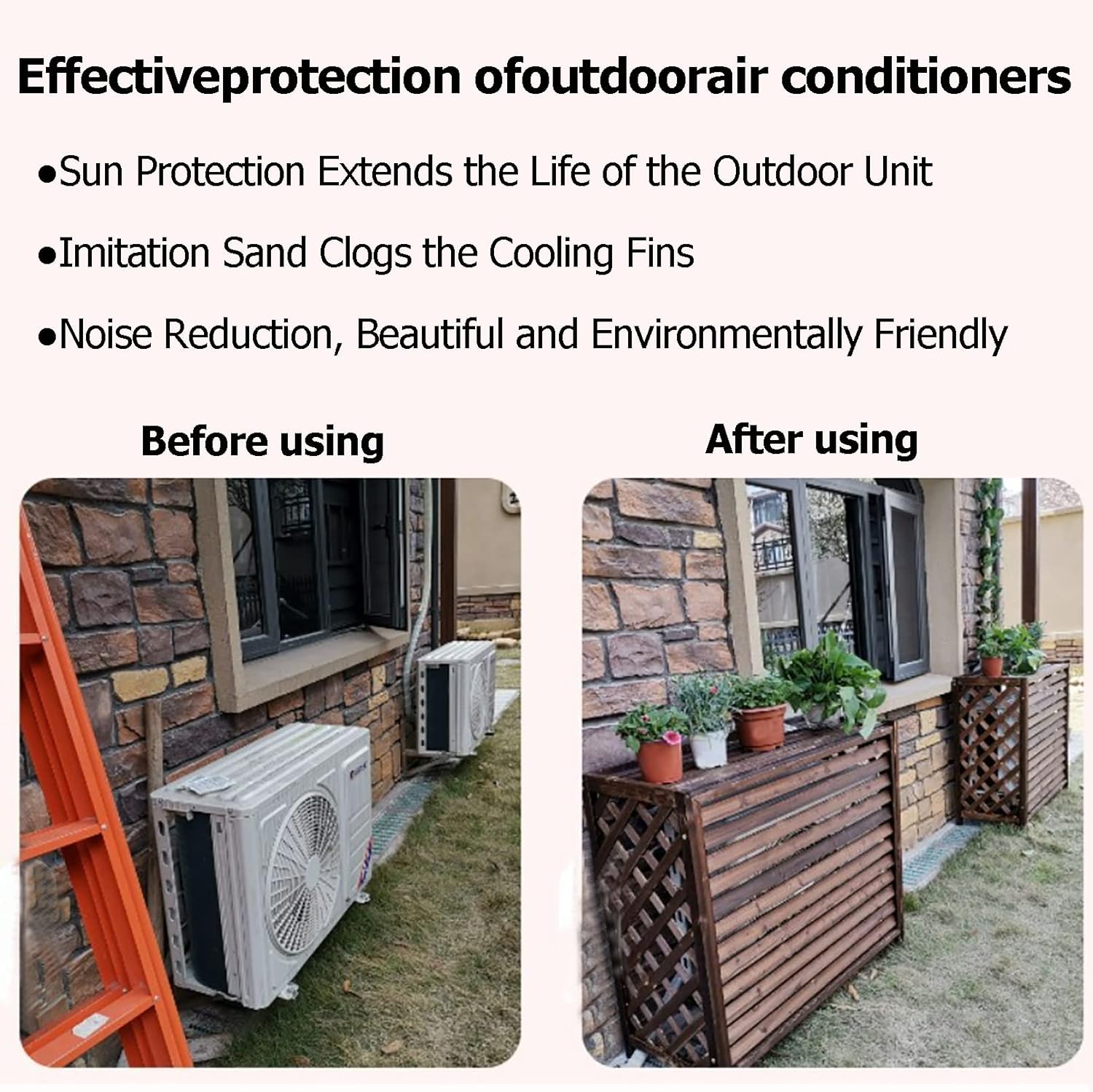 Cover for Outdoor Wooden Air Conditioner Cover for Outside Units,Air Conditioner Fence Screen,Solid Wood Flower Rack, Condenser Protective Cover Prevents Foliage Wee,Shutters Conditioning Cover