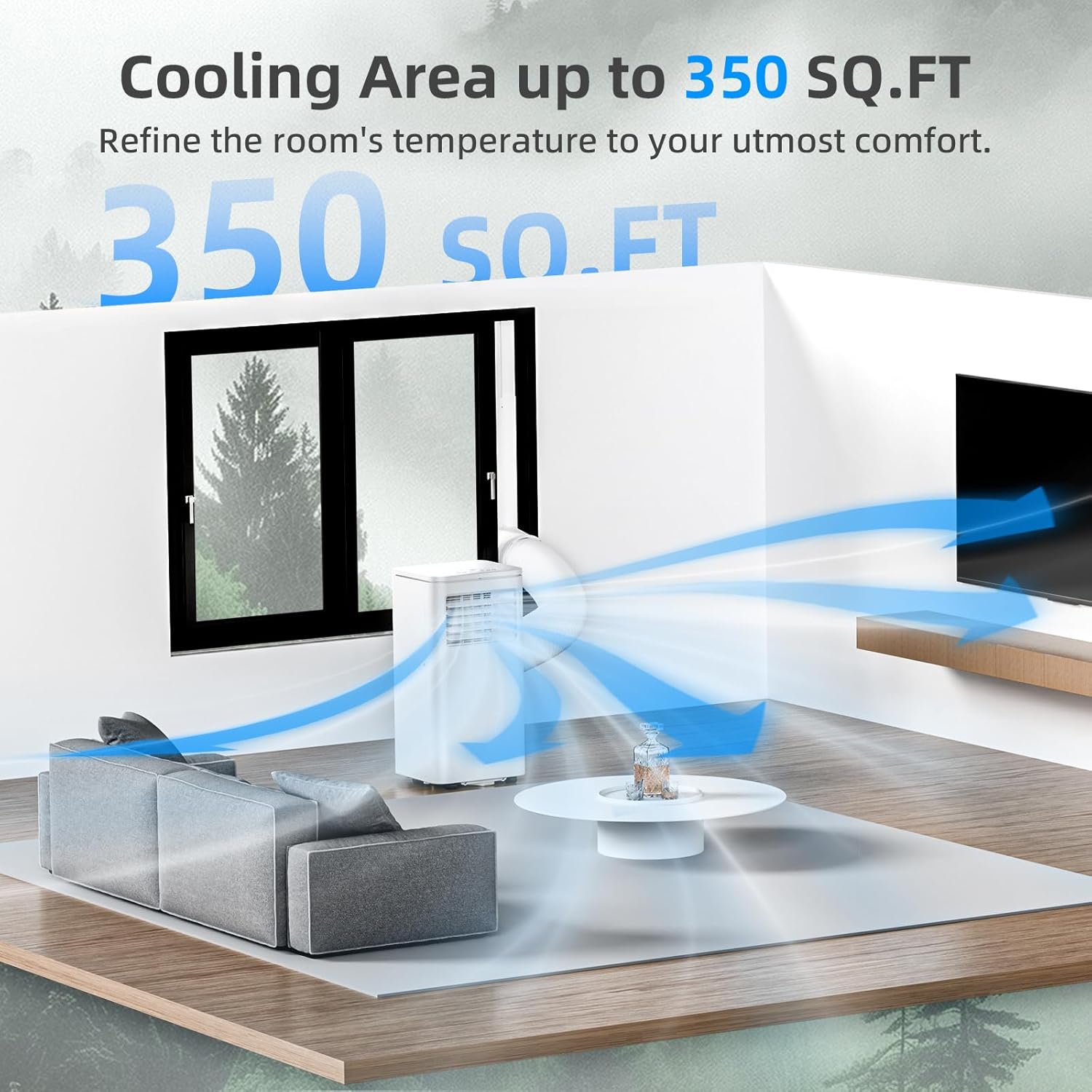 8000 BTU Portable Air Conditioner, 3 in 1 Free Standing Cooling AC Unit with Fan & Dehumidifier & Cools, Sleep Mode, 24H Timer, Windows Sealing Kit for Room