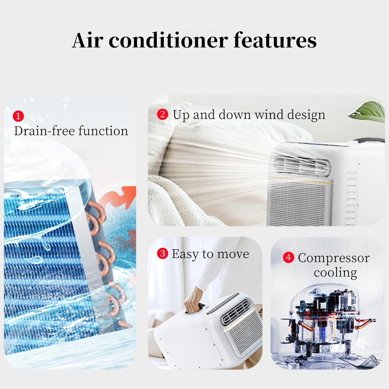 Portable Air Conditioners for Room & Outdoor, with Remote,Low Noise 38dB,Handle Design, Perfect for Tent, Garage White