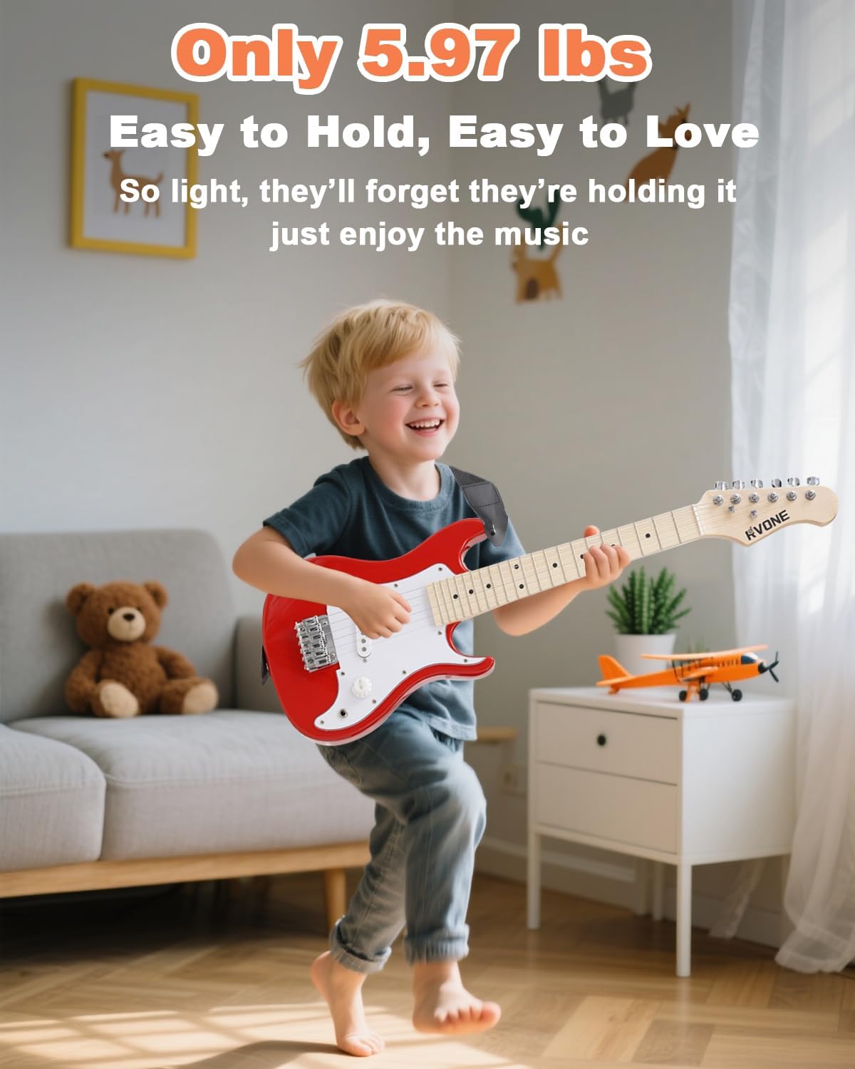 Kids Electric Guitar Beginner Kit 30 Inch, Mini ST Style Electric Guitar for Boys Girls with Amp 5W, Gig Bag, Tuner, Strap, Cable, Picks, Extra Strings, RST-70 Red