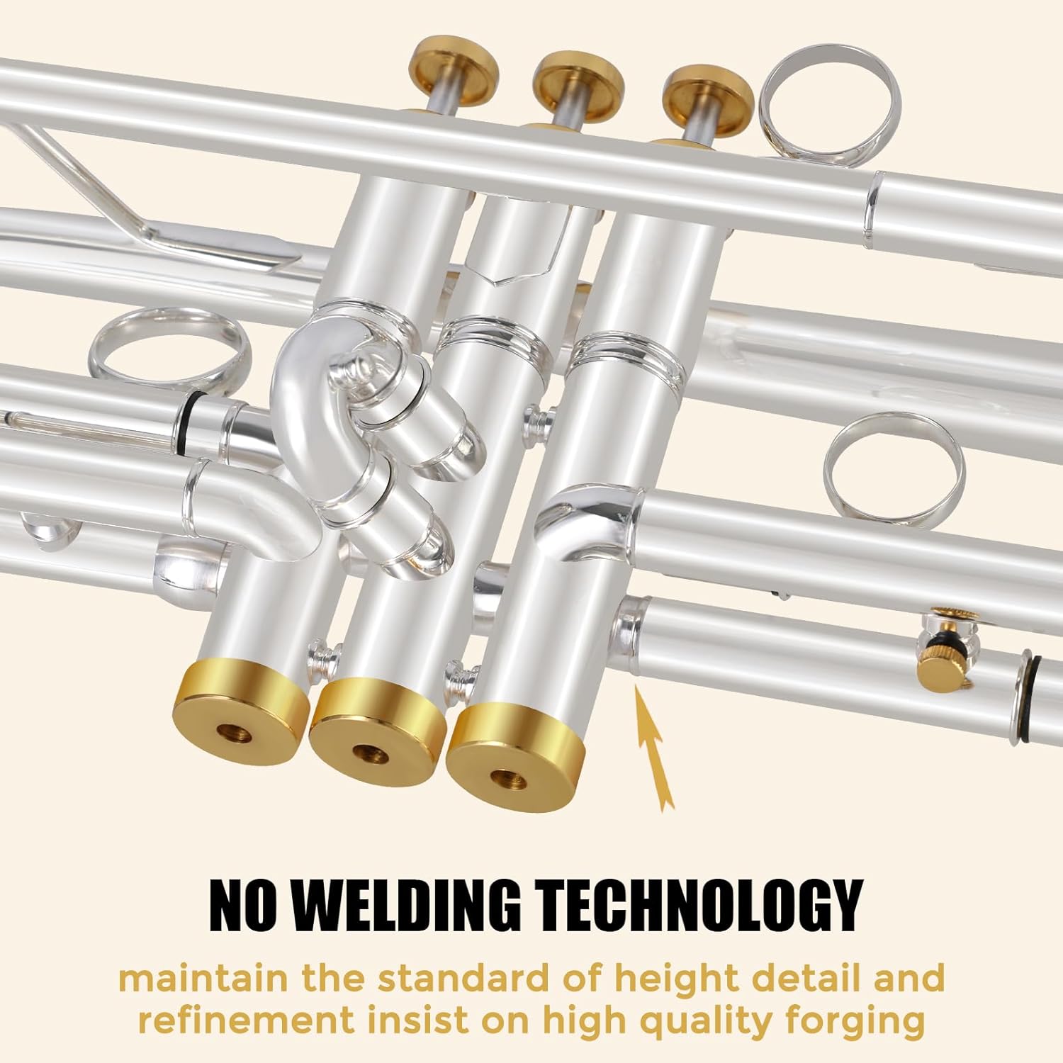 ROWELL Bb Trumpet Professional Trumpet for Student Brass Instruments Standard Trumpets Set with Professional Trumpets Box, Cleaning Kit,Original 7C trumpet Mouthpiece, Cloth and Gloves (Silver)