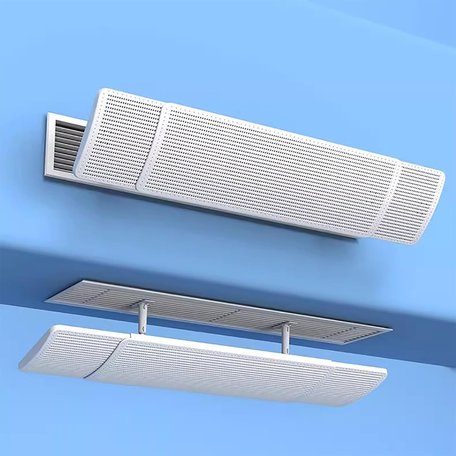 Adjustable Air Conditioner Deflector for Central AC - Universal Vent Cover with 3000 Dense Holes, Anti-Direct Blow Design