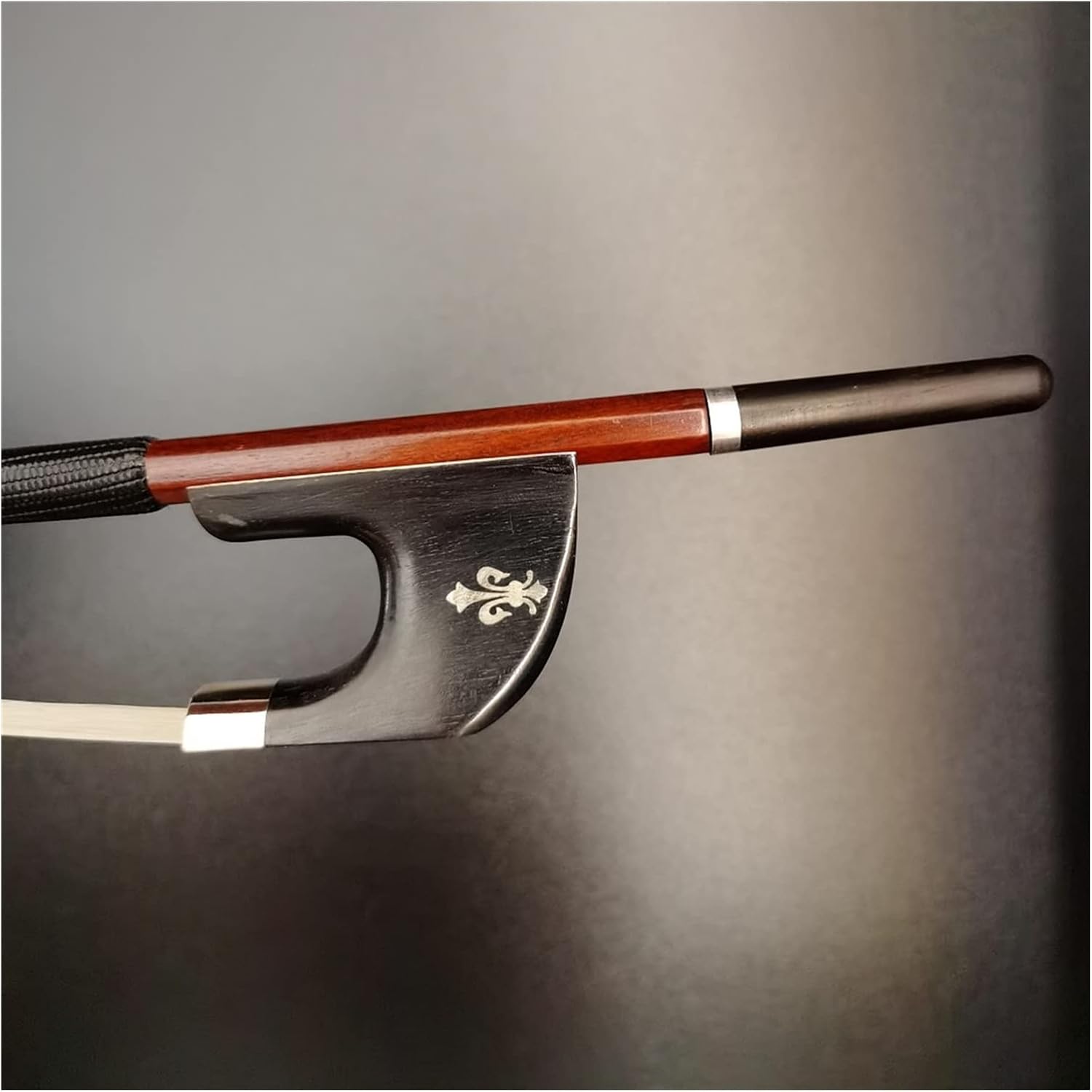 TSTS Bass Bow Brazilwood Round Stick Ebony Frog with Flower Nickel Silver Parts Full Size Violin Bow (Color : 4/4)