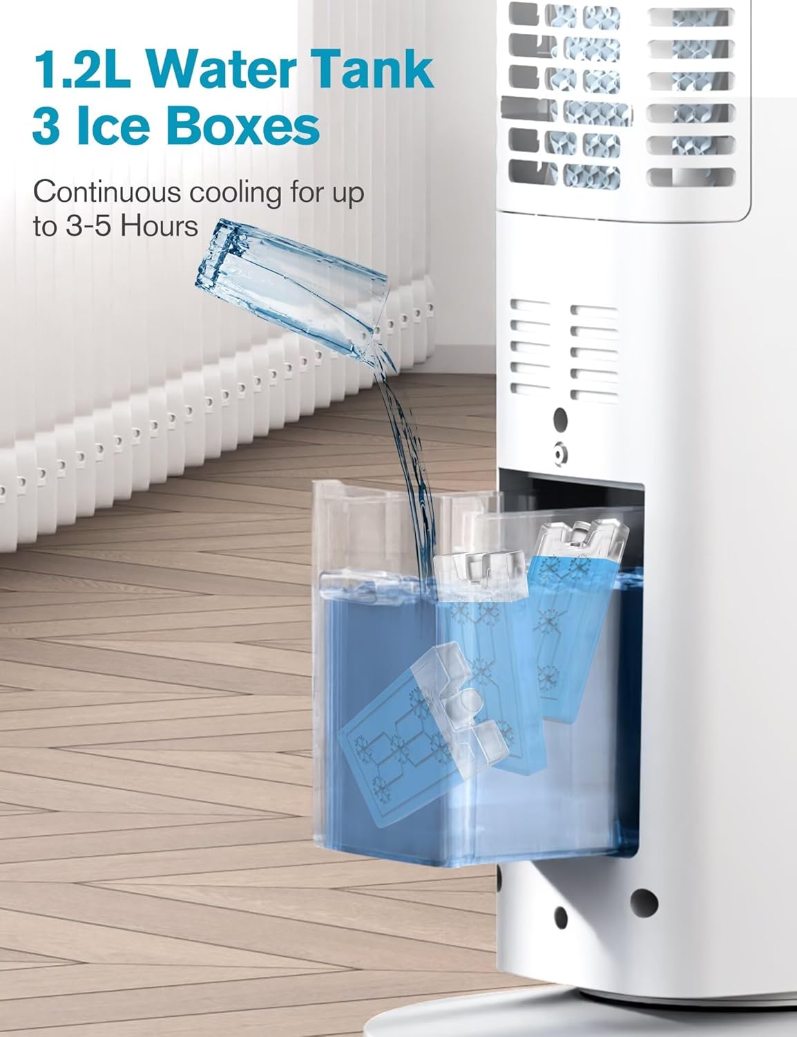 Windowless Portable Air Conditioner, Evaporative Air Cooler w/1.2L Water Tank, 3 Ice Packs, 7H Timer, 60° Swing, No Hose No Window Needed, 3-IN-1 Portable AC Unit for Room Bedroom Outdoor, Ivory