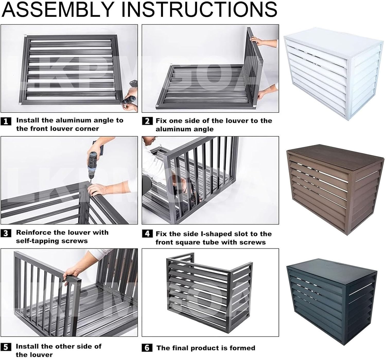 Aluminum Air Conditioner Fence with Top Cover, Outdoor Air Conditioner Fence, Theft Prevention, Noise Reduction(Brown,110cm)