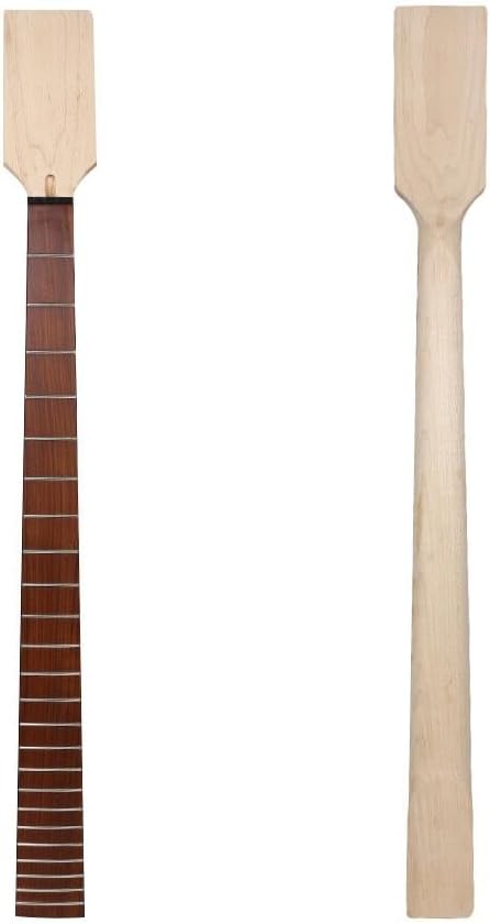 Electric Guitar Neck Unfinished P bass Guitar Neck maple 24Fret 34inch Paddle Head Rosewood No Inlay DIY guitar Neck (24Fret 34inch)