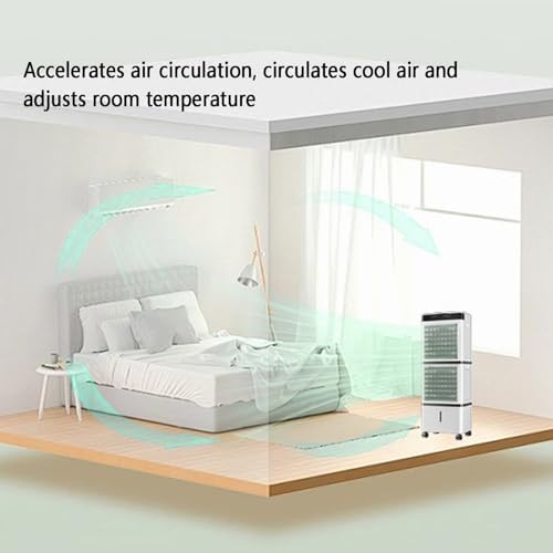 Cooling Fan/ Evaporative Air Cooler with Remote, Portable Air Conditioners Fan, Swamp Cooler with 14L Tank, 3 Speeds, 12H Timer, Tower Fan for Room Office Garage Indoor Outdoor Use(65cm(25.59in))