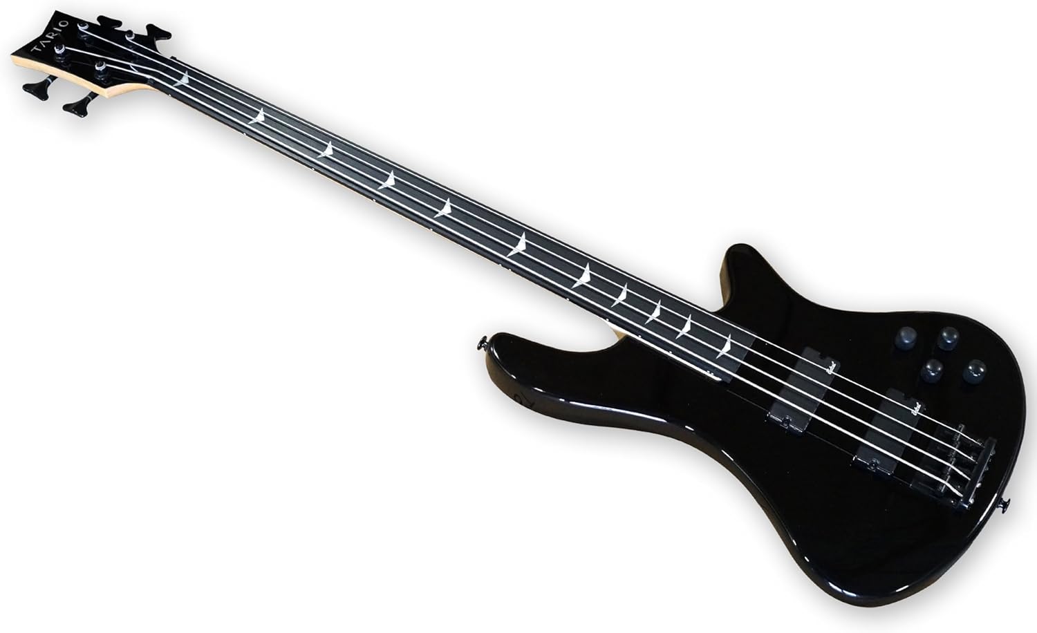 TARIO 4 String Black Fretless Electric Bass, Bolt-on Maple Neck, Poplar Body