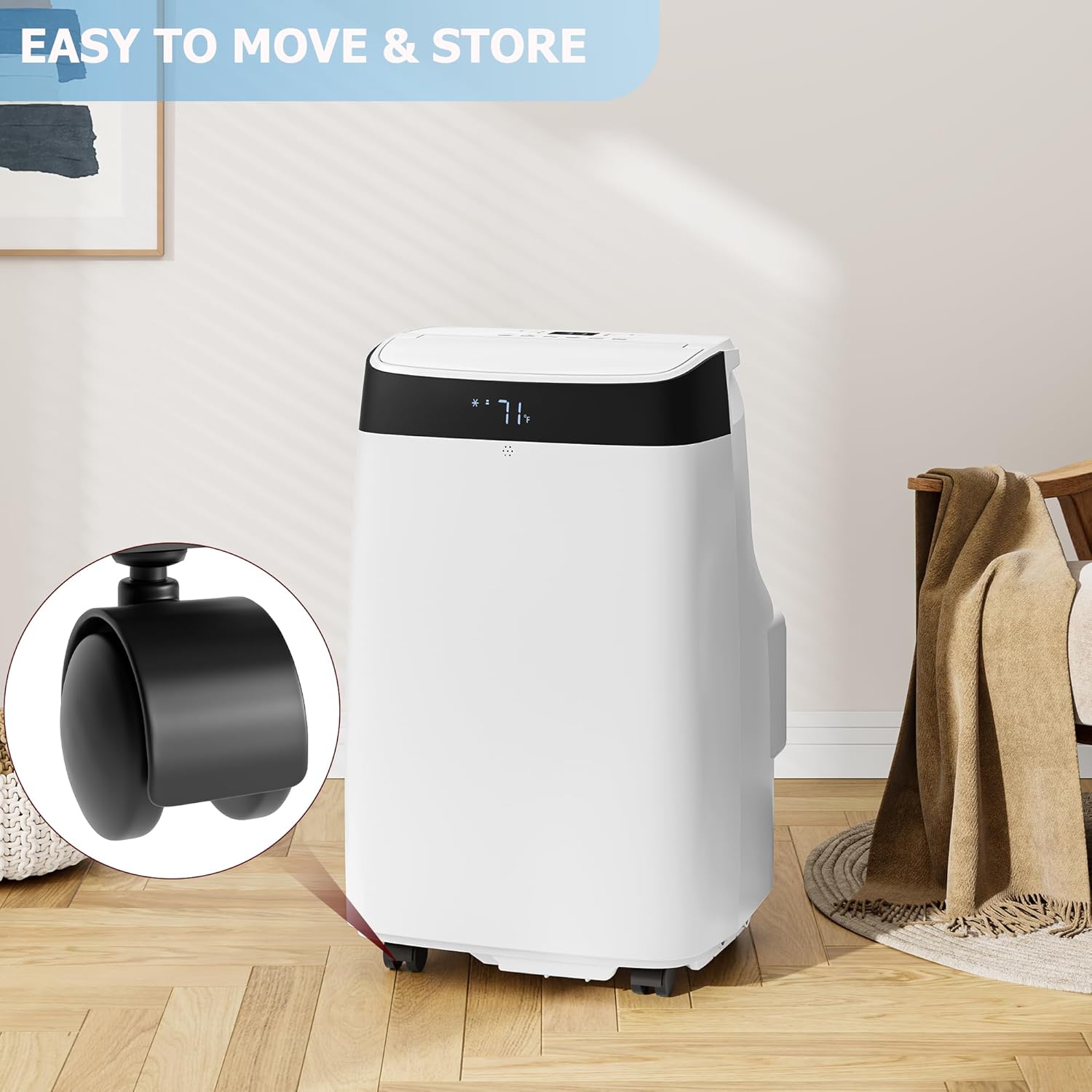 10000 BTU Portable Air Conditioner with 3-in-1 Cooling, Dehumidification, and Fan Modes,Cools up to 450 Sq. Ft., Includes Remote Control,LED Display,24-Hour Timer,and Window Mounting Kit