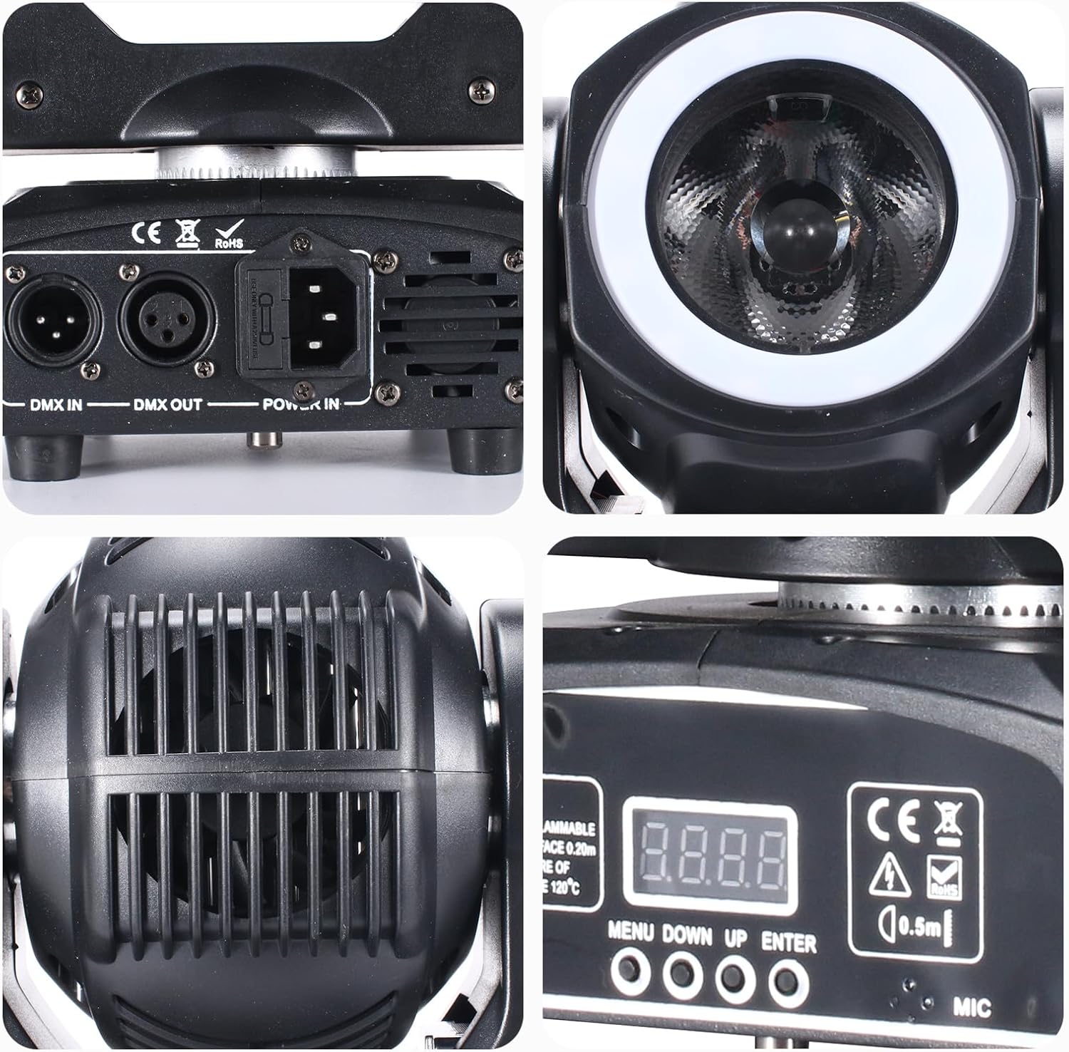 Moving Head DJ Lights 60W LED Stage Light, Beam with Halo Effect RGBW 4in1, Super Bright DMX512 Sound Control Spot Lighting for Show DJ Party Club Disco Wedding Events