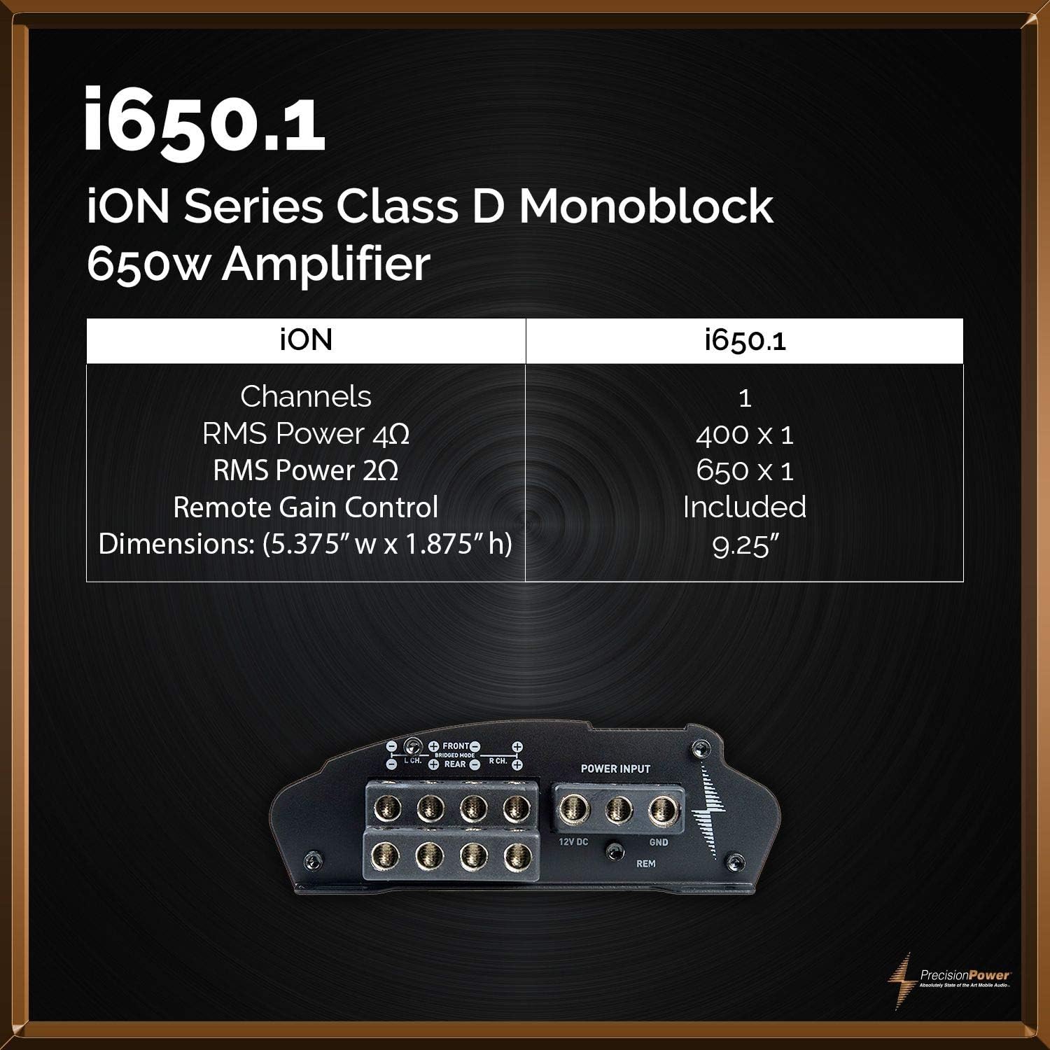 Precision Power i1000.4 650W Class D Full Range 4ch Amplifier,Black & Copper