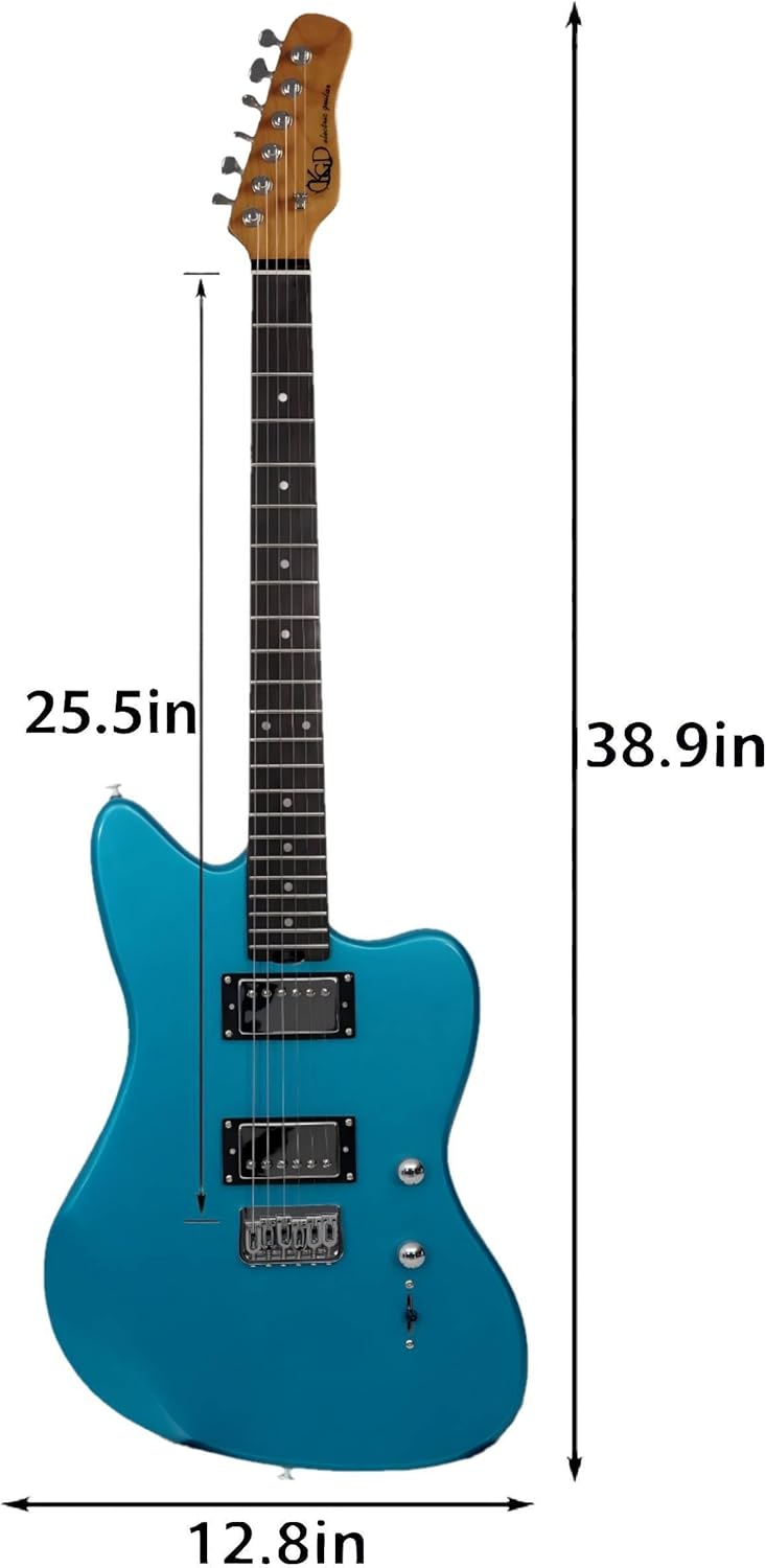 KGD Jazzmaster Mahogany Solid Body Electric Guitar,Roasted Maple Neck and Rosewood fingerboard,Bone Nut,6-String H-H Guitar,Professional/Full Size/Electric Guitars for Adults