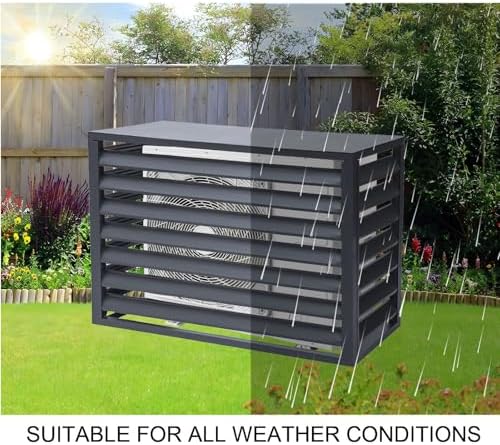 Air Conditioner Covers, Outdoor Anti Theft Aluminum A C Cover Privacy Fence Screen, Used for Outdoor Unit Noise Reduction(Gray,2 3P)