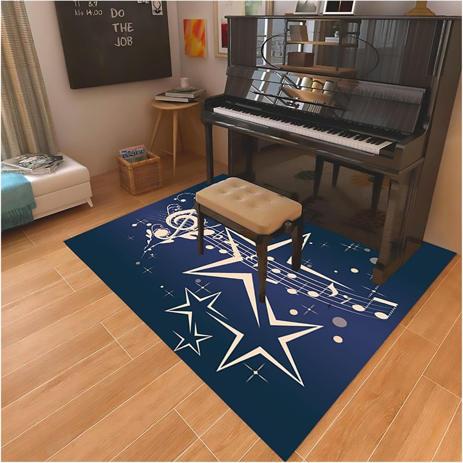 Rectangle Sound Absorbing Rug for Studio Room & Classroom, Home Piano Carpet Drum Floor Mat with Non-Slip Backing, Machine Washable ，Thickness About 7MM/0.28