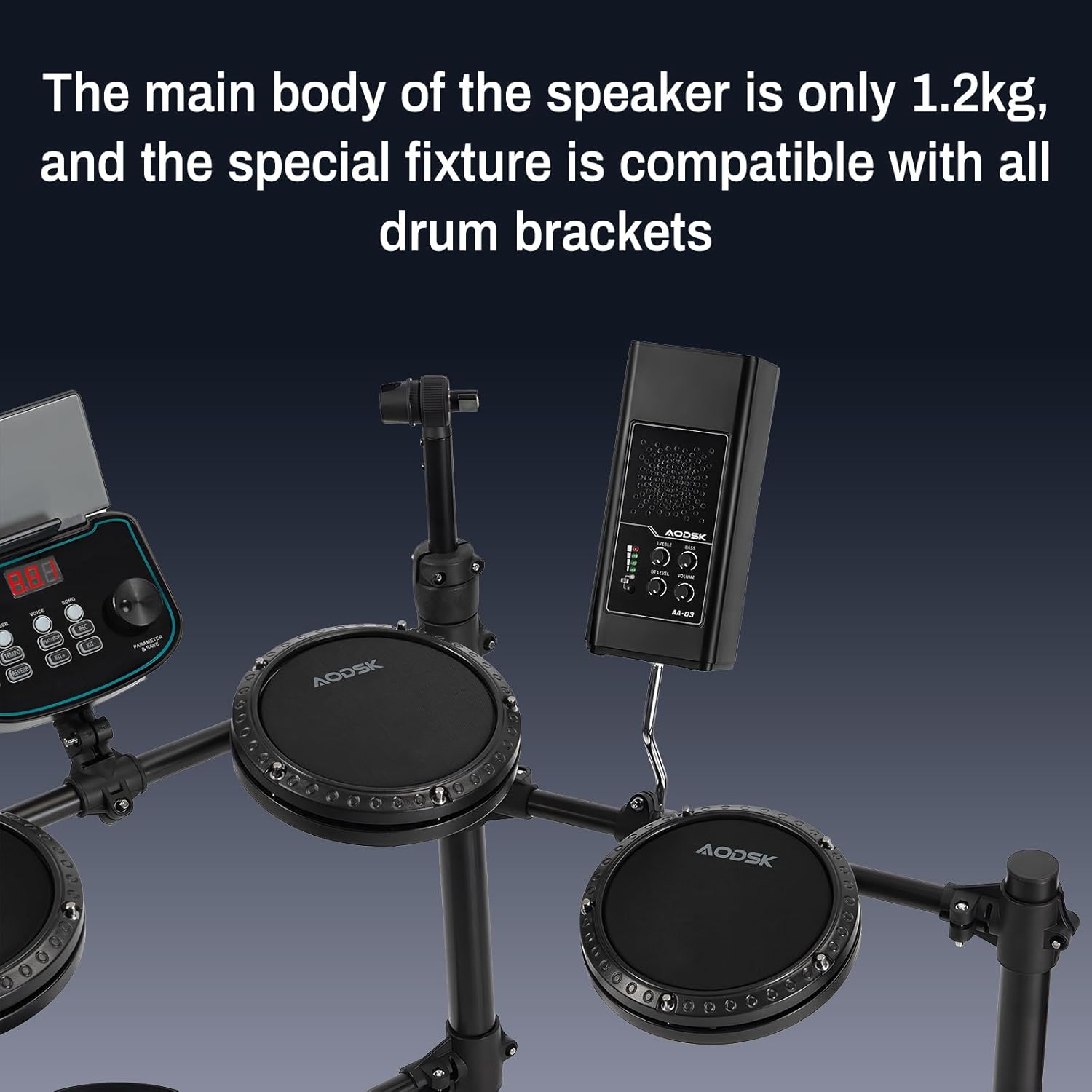AODSK 20W Professional Electronic Drum Speaker with Bluetooth 5.0, Portable Practice Monitor Speaker for All Electronic Drums, with Treble/Bass Adjustment