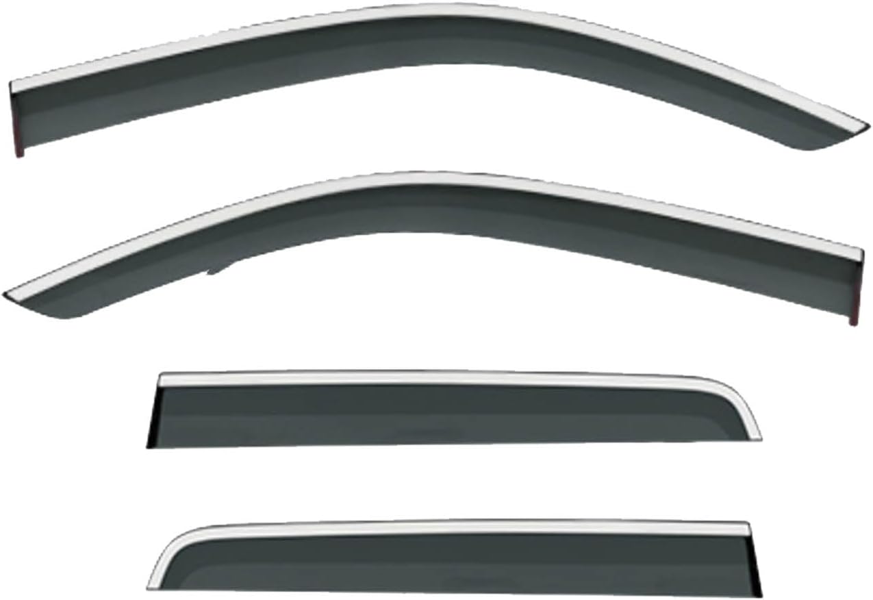 Window Deflectors for Ford Ranger MK4-P375 2019-2023, Sun Rain Guard Window Visors Vent Shades with Bright Stripes Car Accessories