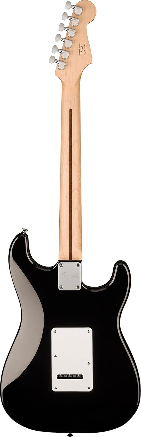 Squier Sonic Stratocaster Electric Guitar, with 2-Year Warranty, Black, Maple Fingerboard, White Pickguard, Left-Handed
