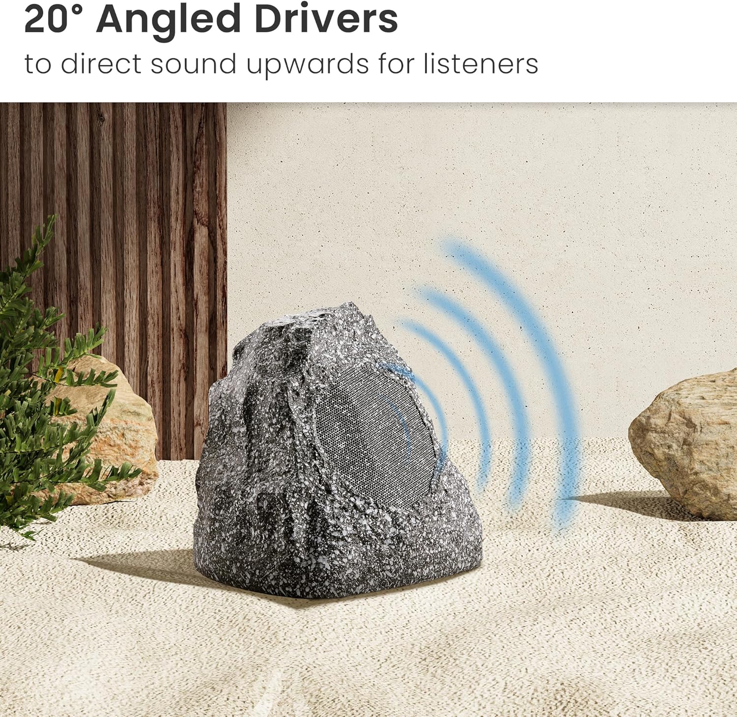 Theater Solutions 4R4G Outdoor Granite Rock 4 Speaker Set for Deck Pool Spa Patio Garden