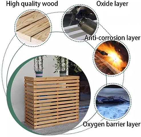 Air Conditioner Fence for Outside Units Solid Wood Air Conditioner Cover Plant Storage Outdoor Privacy Screen Hide Air Conditioner (Color : Natural, Size : Large)