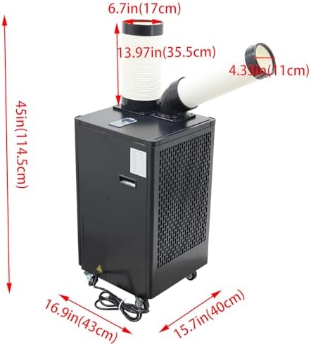 INTSUPERMAI Industrial Air Conditioner Mobile Spot Cooler Air Conditioner Workshop Post Cooling Air Conditioners Single Outlet Mobile Outdoor Cooling Aircon 110V 350-450m³/h