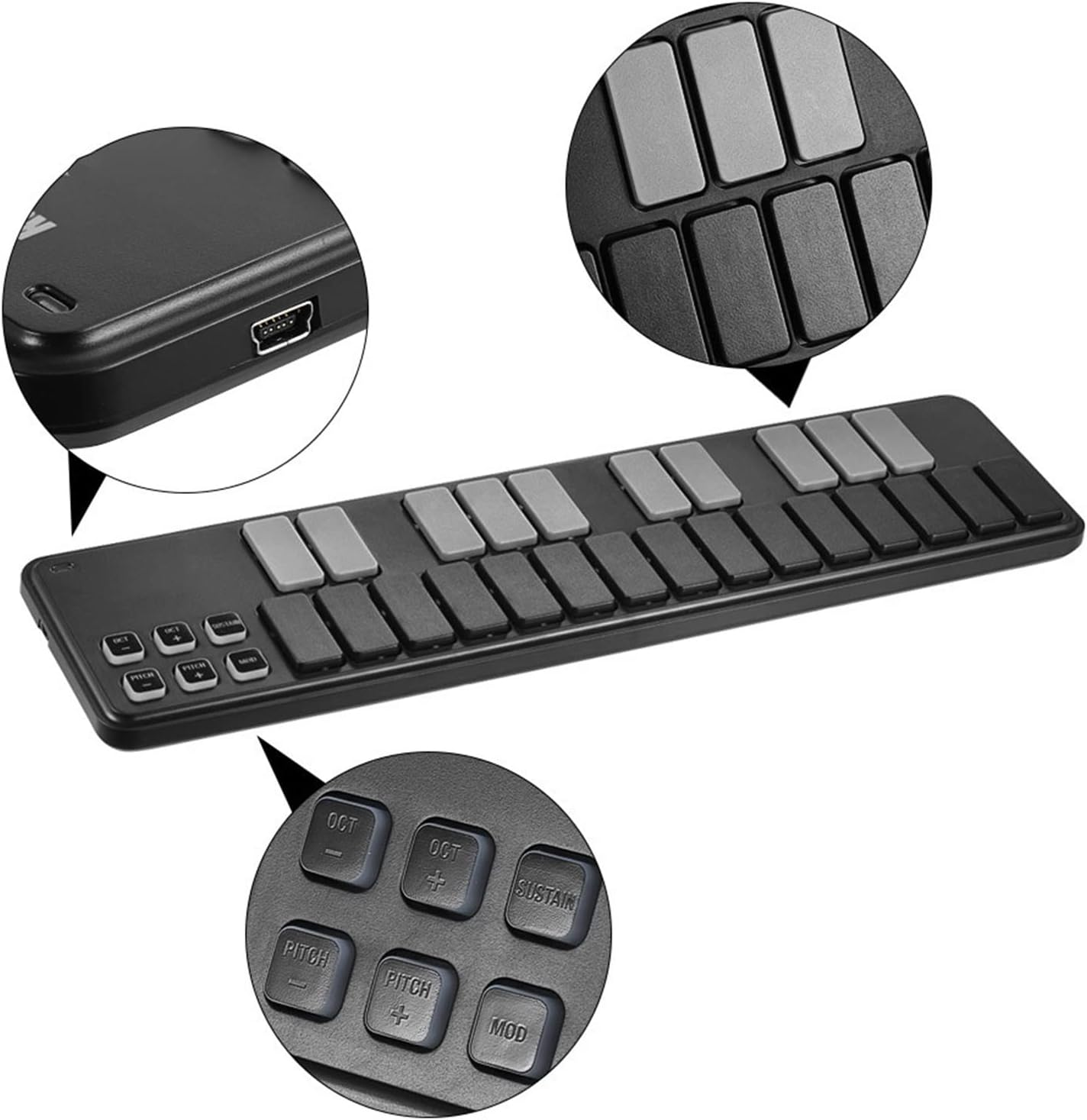 Keyboard Piano Slim-Line Portable USB MIDI Keyboard Controller 25 Keys with USB