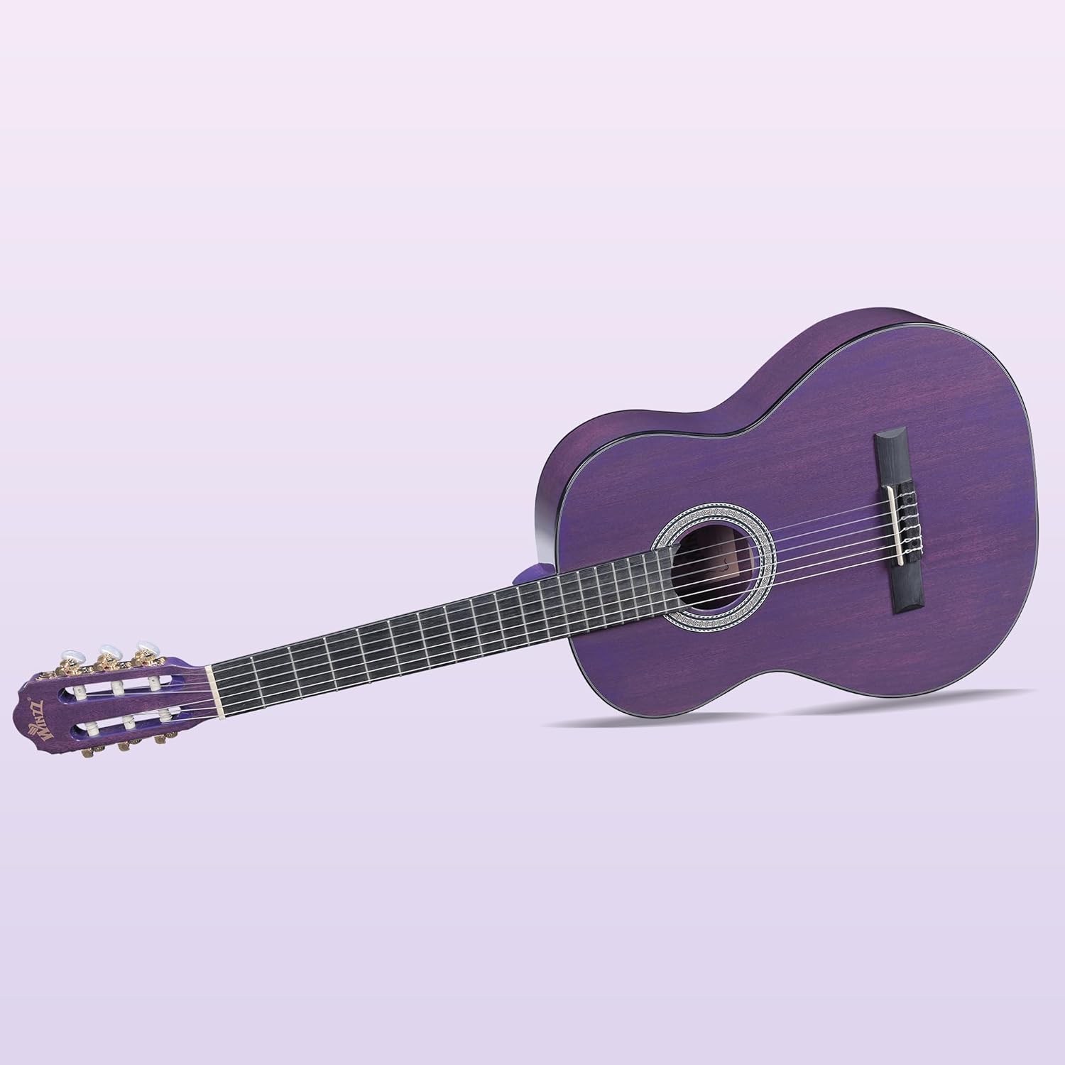 WINZZ 4/4 Classical Guitar, 39 Inch Full Size Nylon String Guitar for Beginner Adults, Full Classic Guitar Kit with Free Lessons, Gig Bag, Footstool, Capo, Tuner, Hanger and Strap (Glossy Purple)