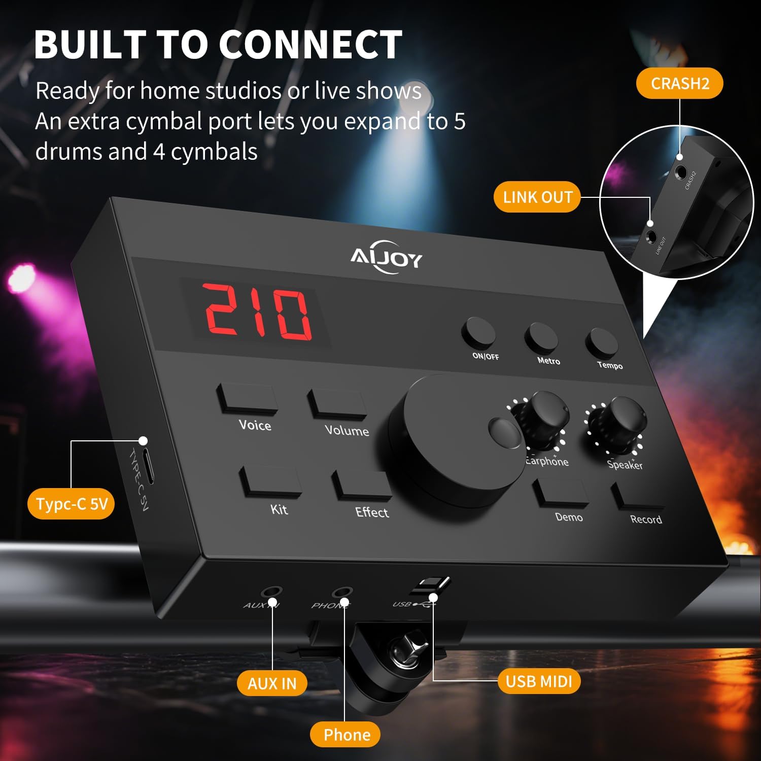 AiJoy Electric Drum Set for Beginners with 210 Sounds, 4 Quiet Drum Pads, 10'' Cymbals, Electronic Drum Kit with Headphones, 2 Pedals, Throne, Sticks, Gifts for Kids Adults (ADD15)